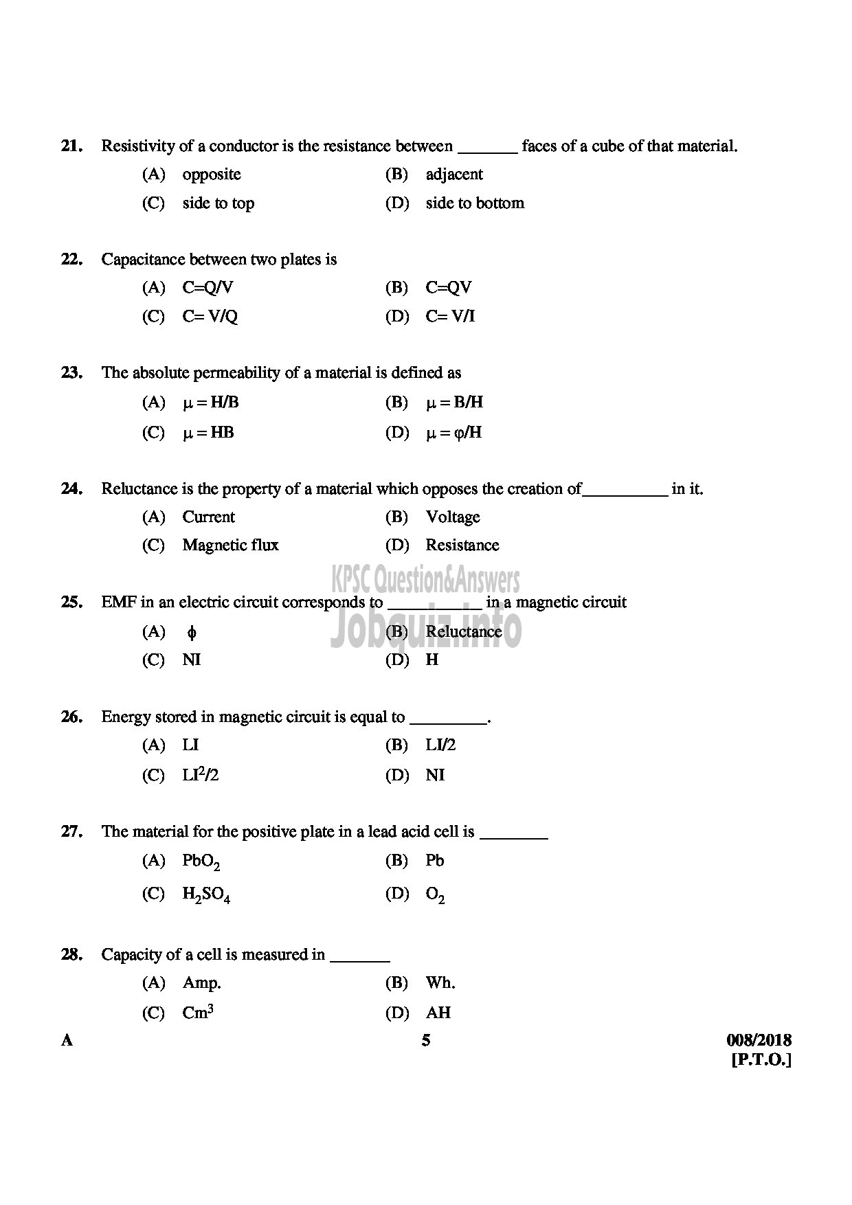 Kerala PSC Question Paper - SCIENTIFIC ASSISTANT ELECTRODIAGNOSTIC MEDICAL EDUCATION-5