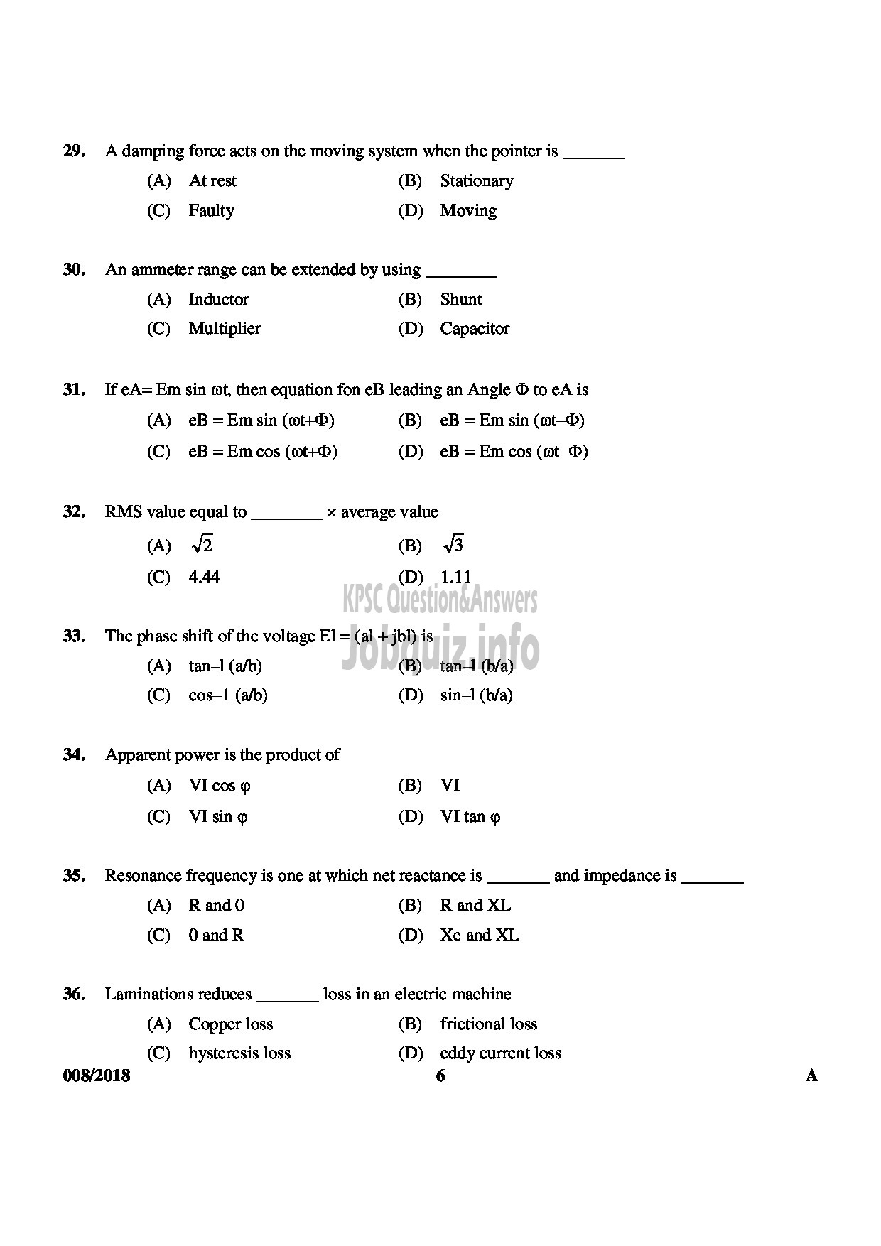 Kerala PSC Question Paper - SCIENTIFIC ASSISTANT ELECTRODIAGNOSTIC MEDICAL EDUCATION-6