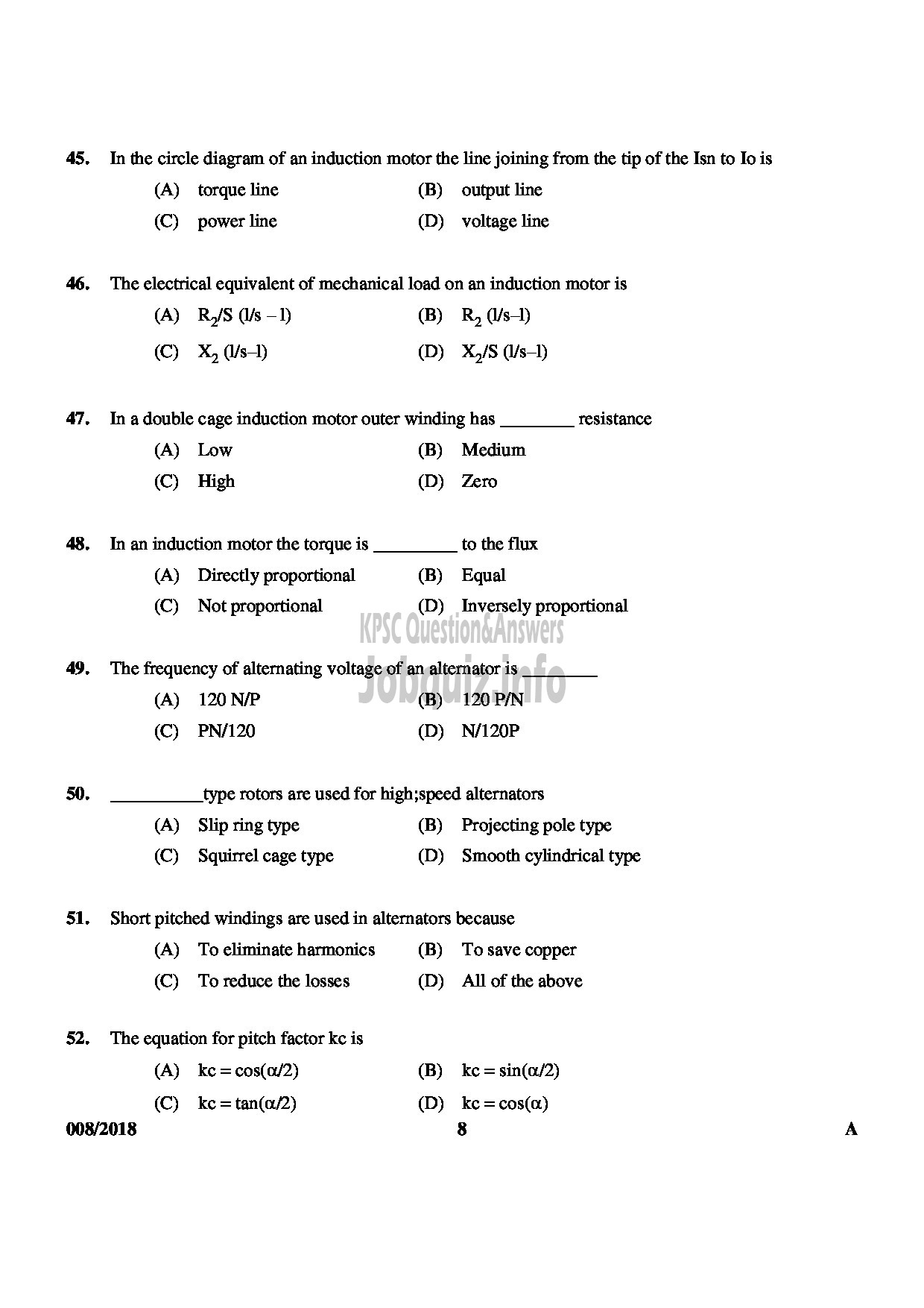 Kerala PSC Question Paper - SCIENTIFIC ASSISTANT ELECTRODIAGNOSTIC MEDICAL EDUCATION-8