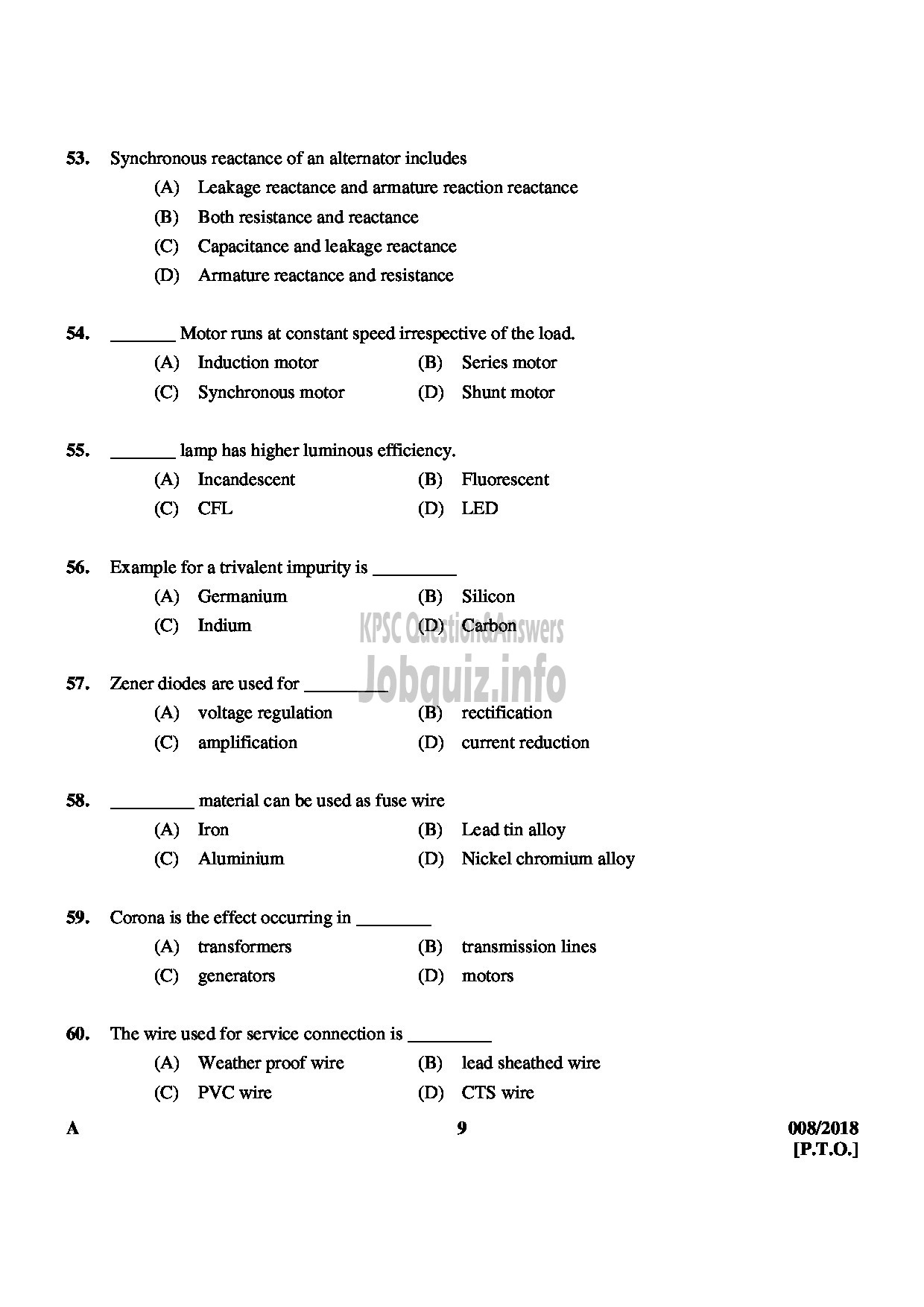 Kerala PSC Question Paper - SCIENTIFIC ASSISTANT ELECTRODIAGNOSTIC MEDICAL EDUCATION-9