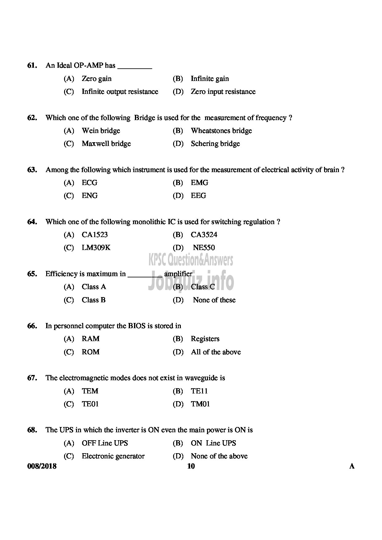 Kerala PSC Question Paper - SCIENTIFIC ASSISTANT ELECTRODIAGNOSTIC MEDICAL EDUCATION-10