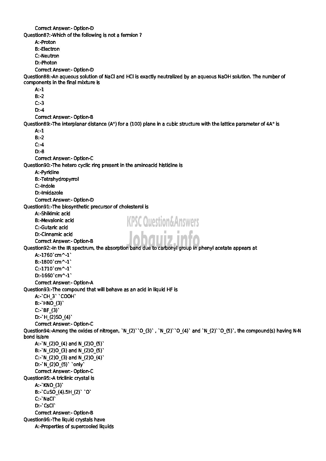 Kerala PSC Question Paper - SCIENTIFIC ASSISTANT POLICE FORENSIC SCIENCE LABORATORY-10