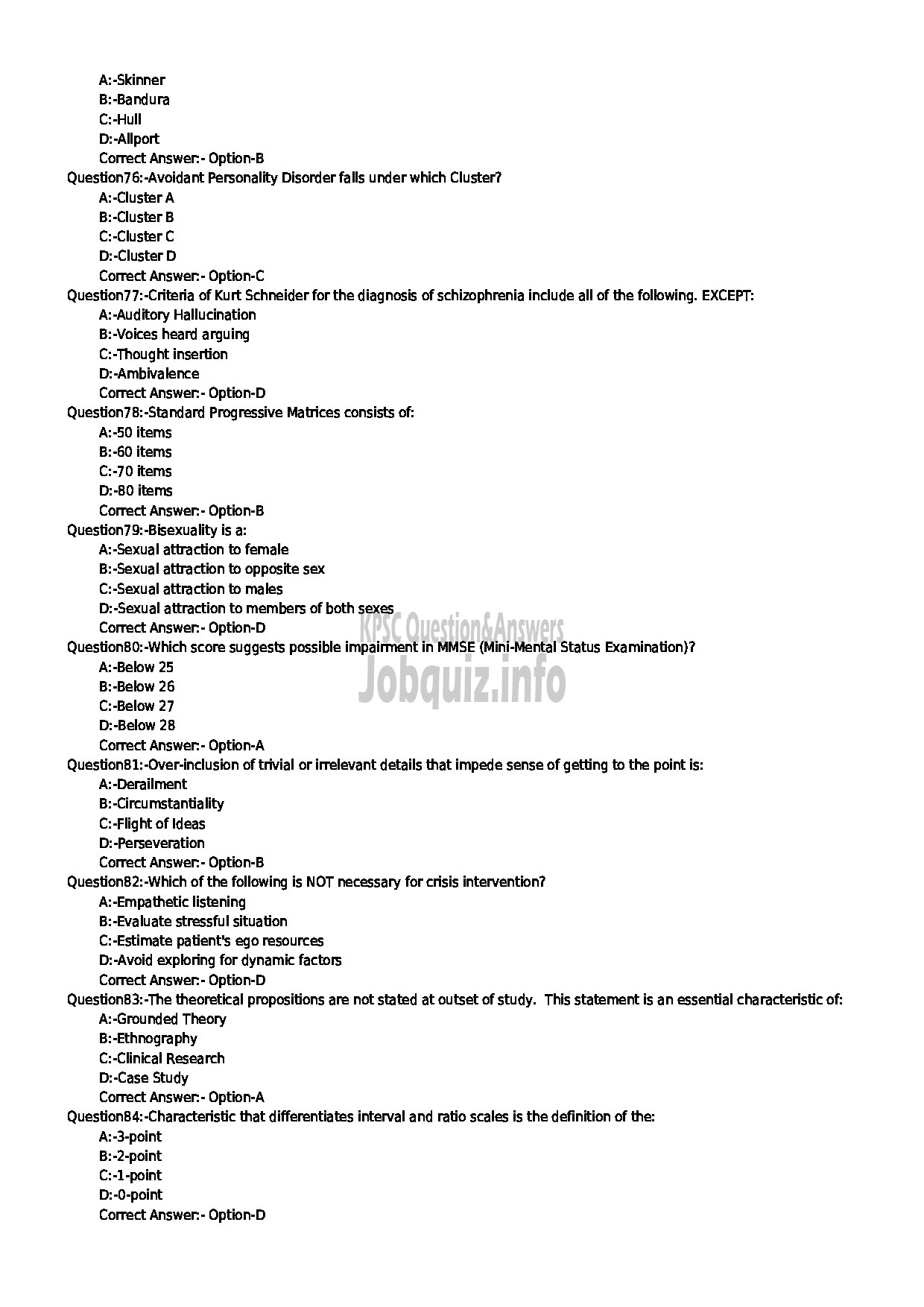 Kerala PSC Question Paper - SCIENTIFIC ASSISTANT (POLYGRAPH) KERALA POLICE DEPARTMENT-9