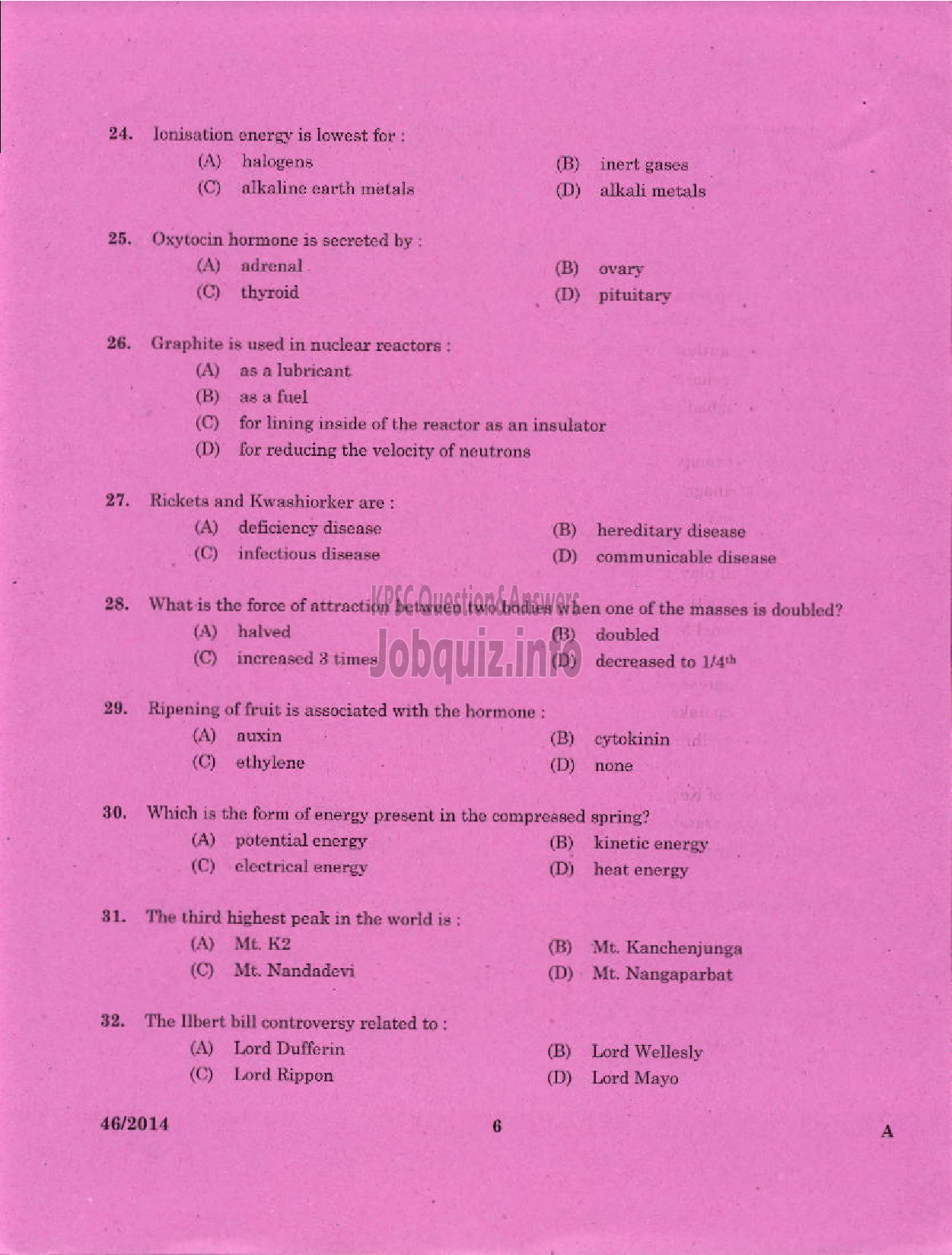 Kerala PSC Question Paper - SC DEVELOPMENT OFFICER SR FOR SC ST AND ST ONLY-4