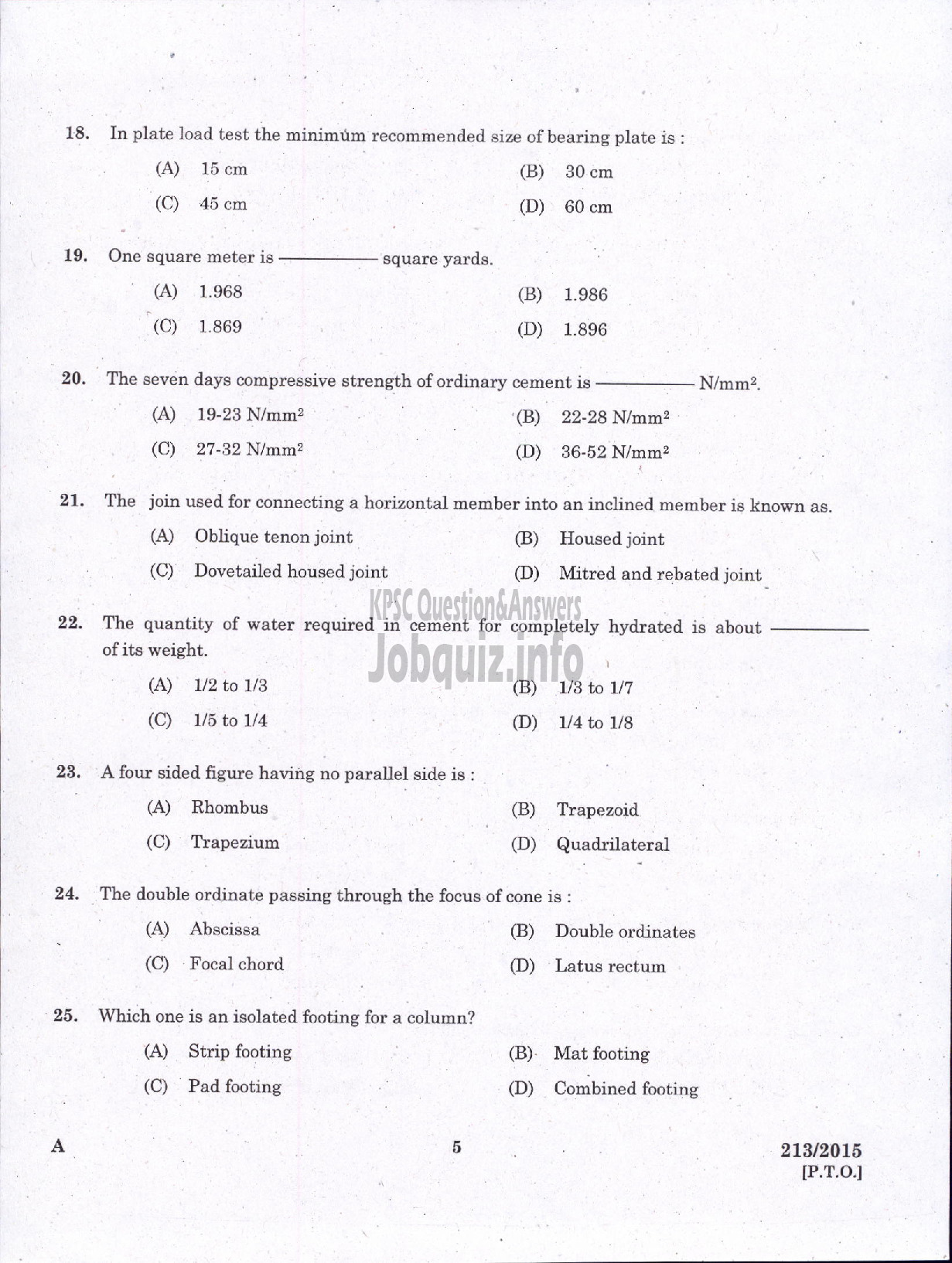 Kerala PSC Question Paper - SECOND GRADE OVERSEER/ESCOND GRADE DRAFTSMAN LOCALSELF GOVERNMENT-3