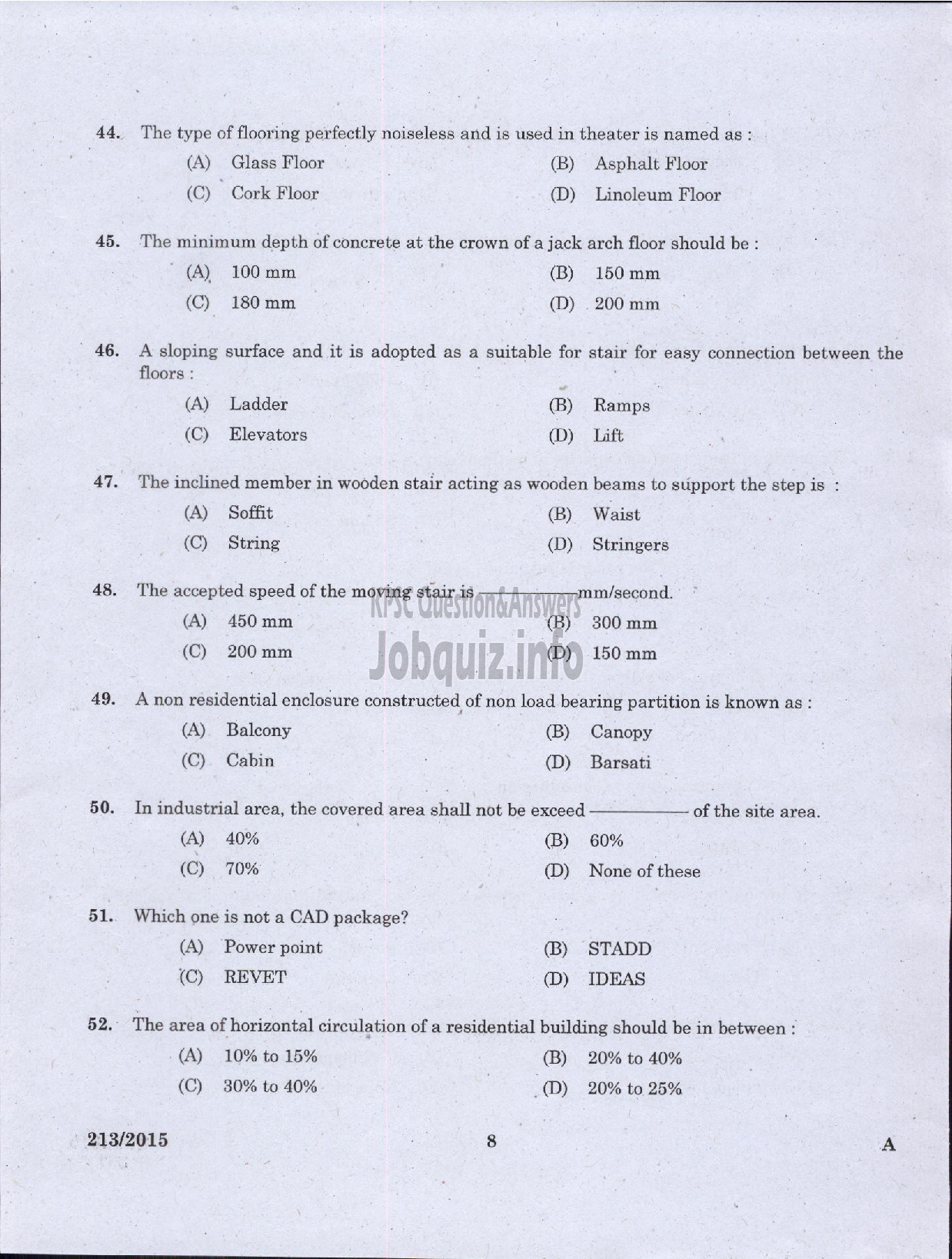 Kerala PSC Question Paper - SECOND GRADE OVERSEER/ESCOND GRADE DRAFTSMAN LOCALSELF GOVERNMENT-6