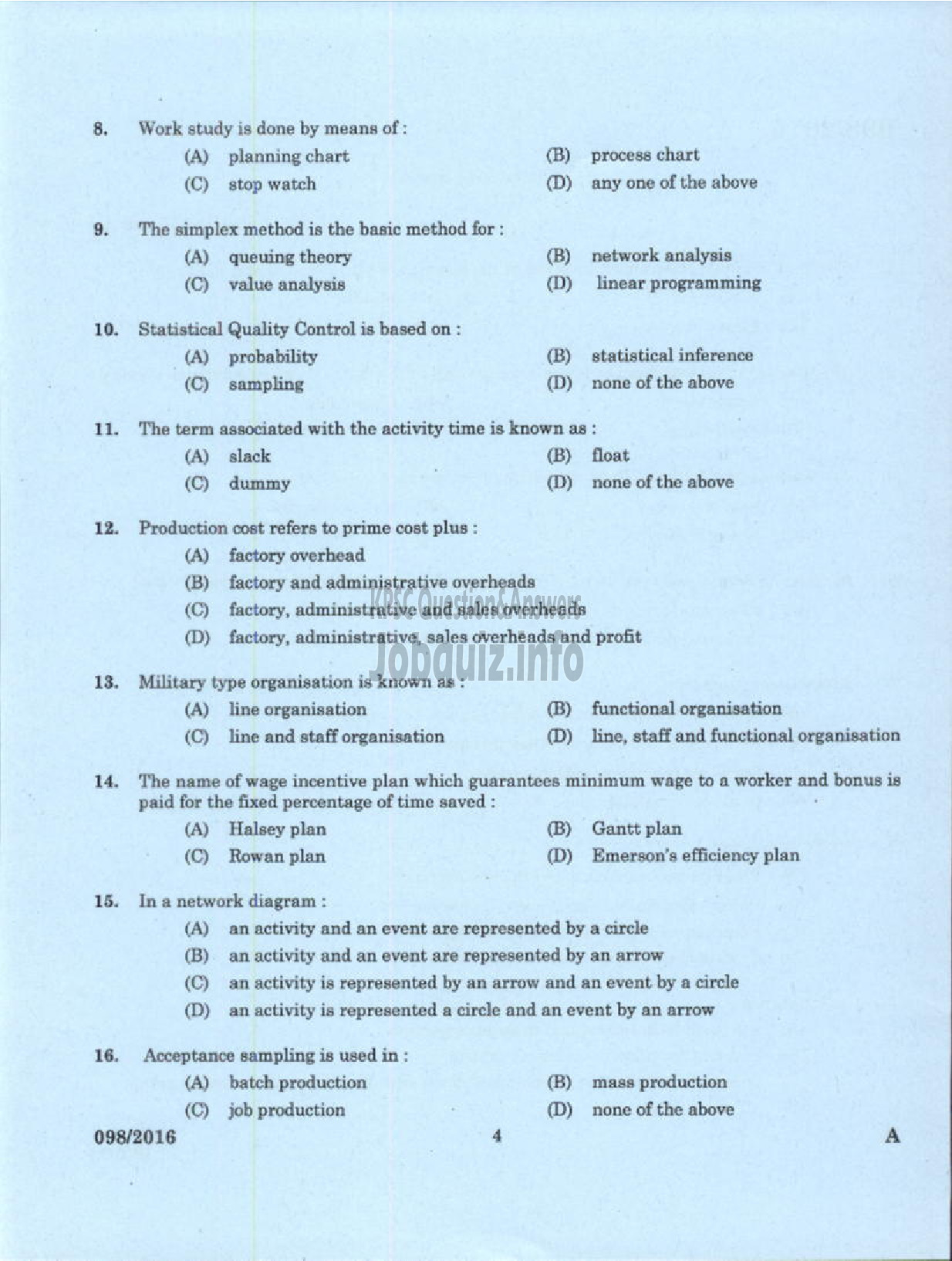 Kerala PSC Question Paper - SENIOR DRILLER GROUND WATER-2