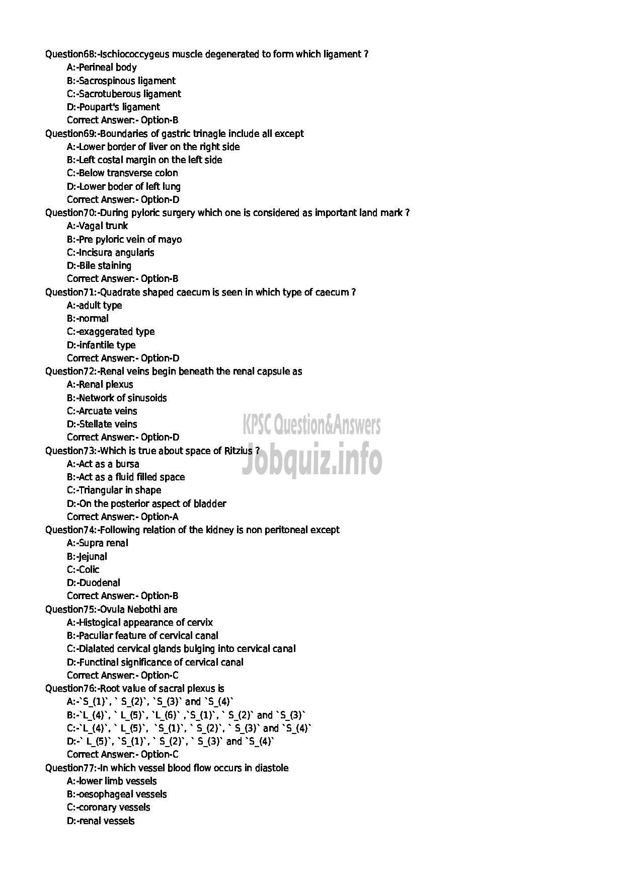 Kerala PSC Question Paper - SENIOR LECTURER IN ANATOMY NCA MEDICAL EDUCATION-8