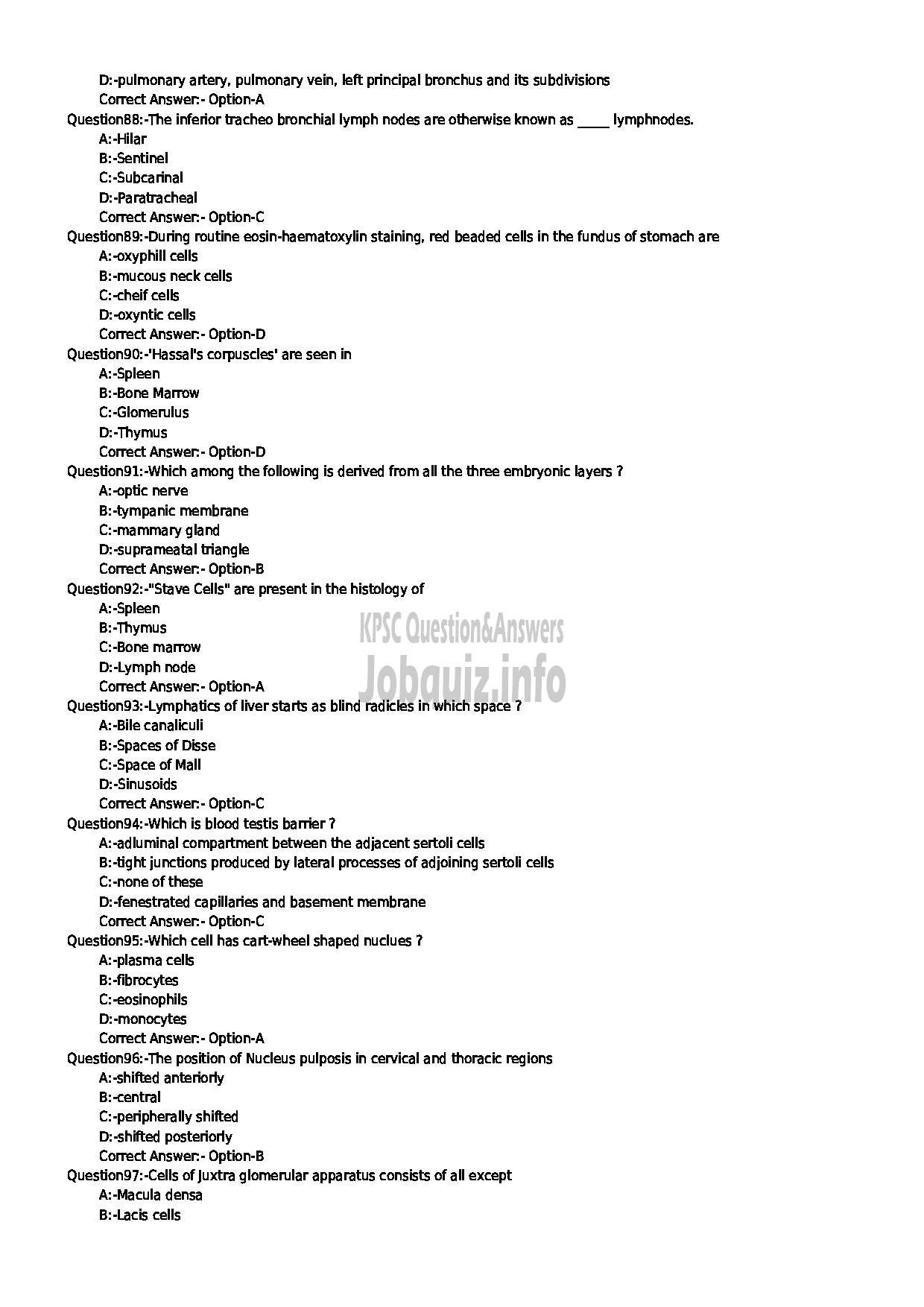 Kerala PSC Question Paper - SENIOR LECTURER IN ANATOMY NCA MEDICAL EDUCATION-10