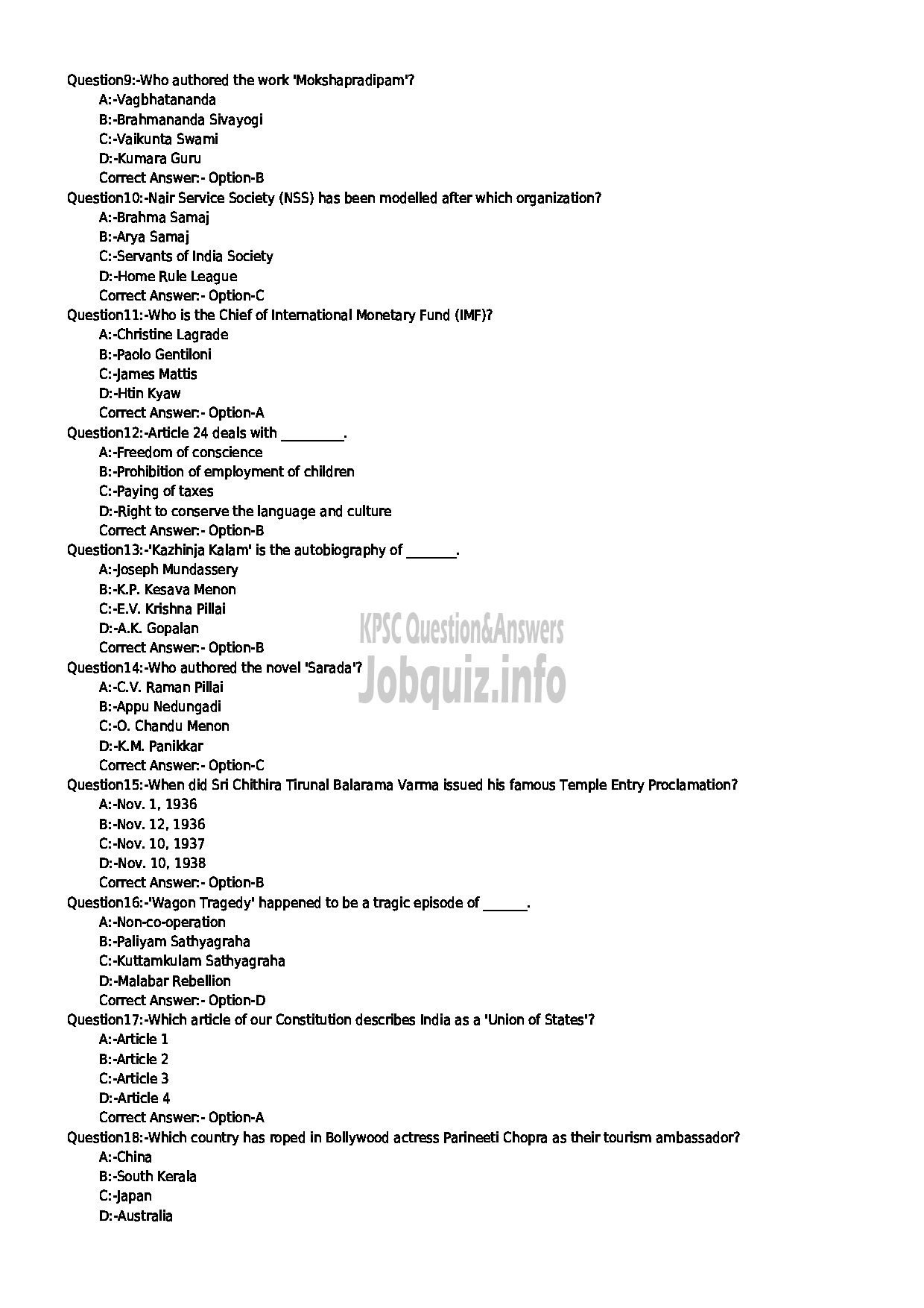 Kerala PSC Question Paper - SENIOR LECTURER IN ORTHOPAEDICS NCA MEDICAL EDUCATION-2