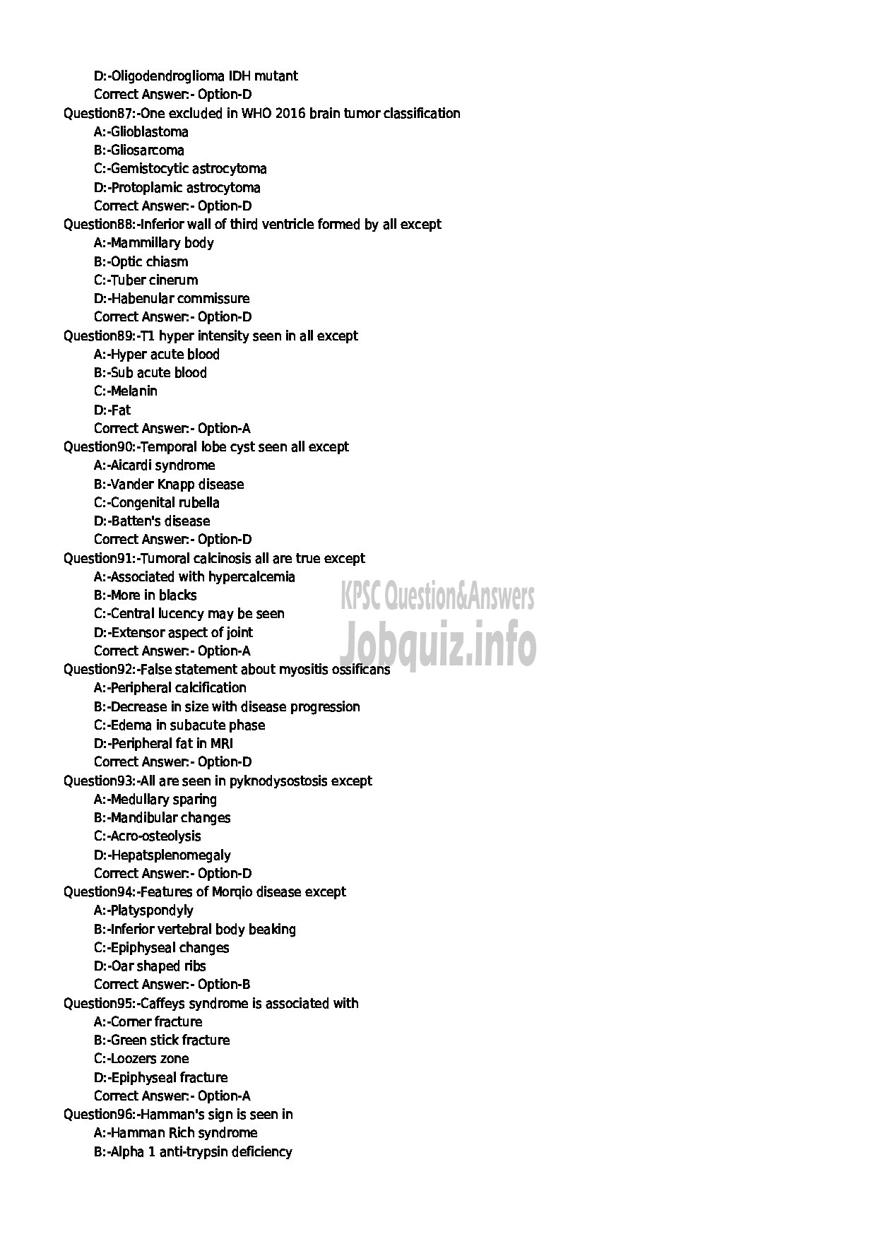 Kerala PSC Question Paper - SENIOR LECTURER IN RADIODIAGNOSIS NCA MEDICAL EDUCATION-10