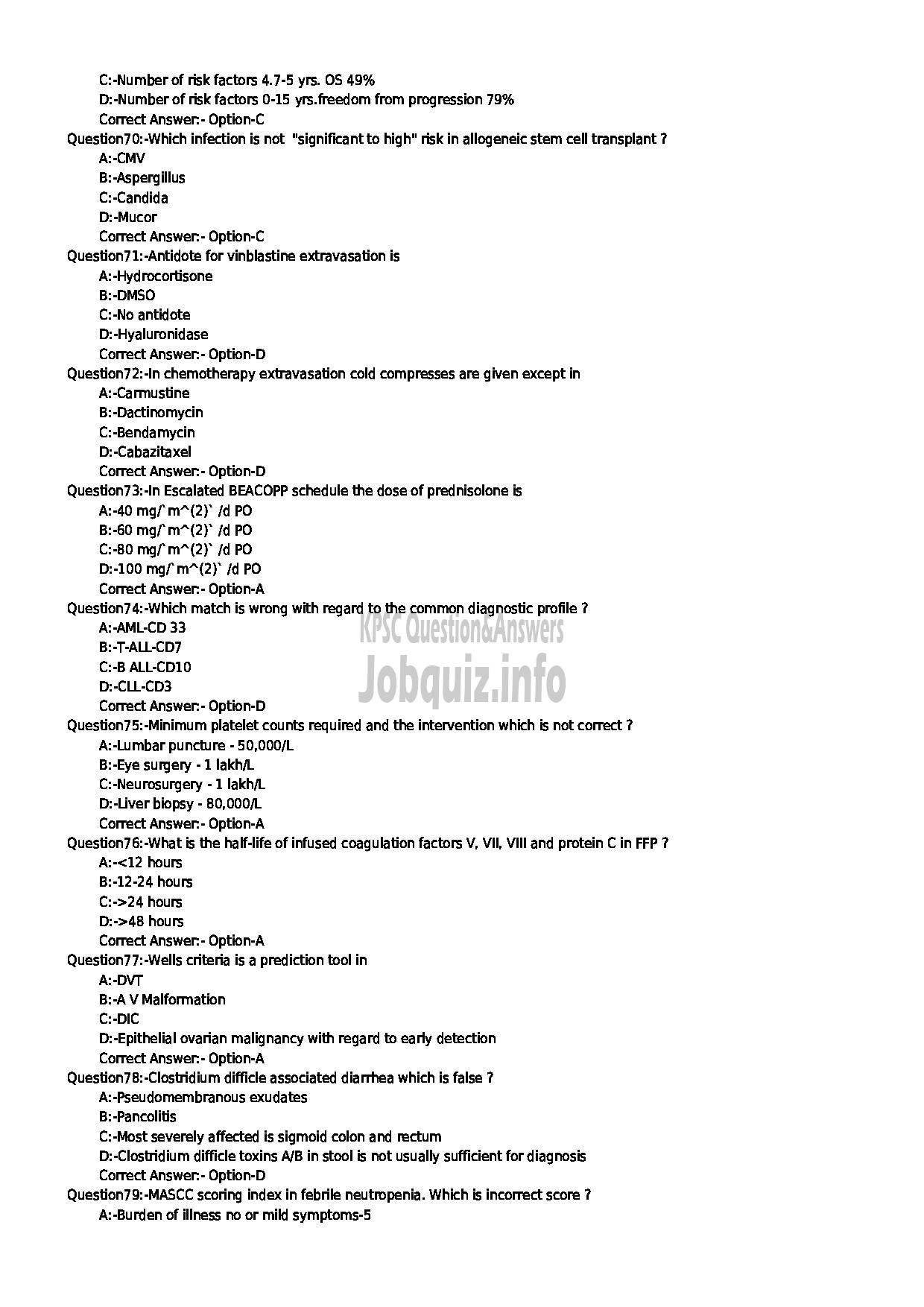 Kerala PSC Question Paper - SENIOR LECTURER IN RADIOTHERAPY NCA MEDICAL EDUCATION-9