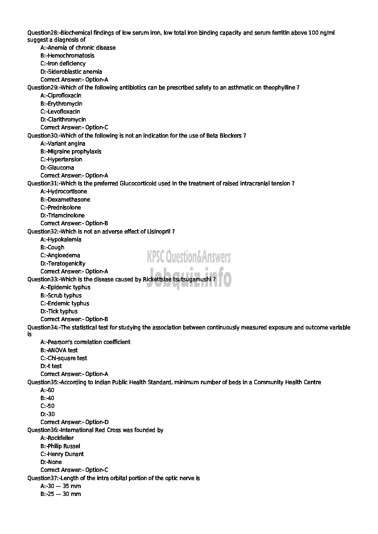 Kerala PSC Question Paper - SENIOR LECTURER MEDICAL EDUCATION-4