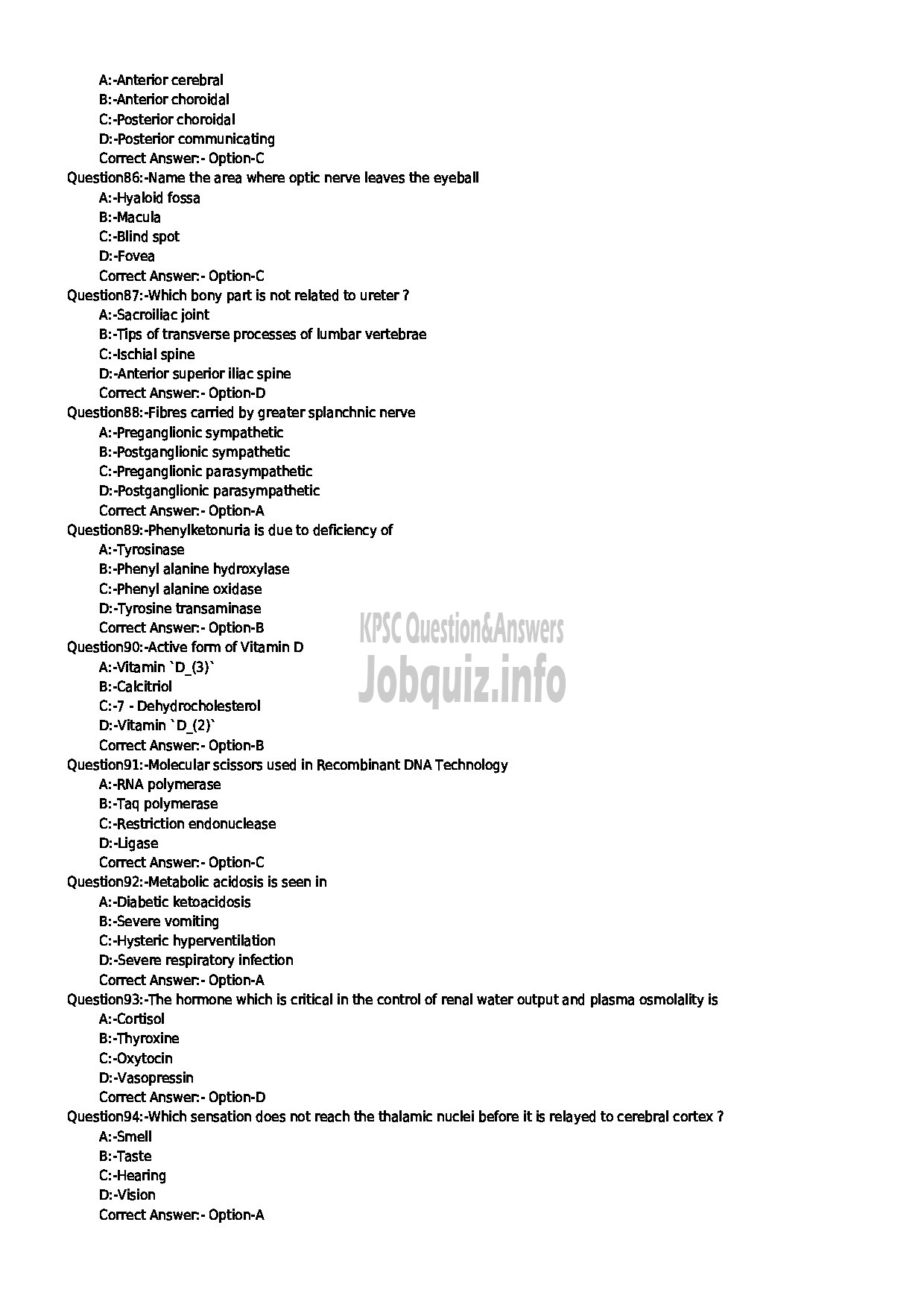 Kerala PSC Question Paper - SENIOR LECTURER MEDICAL EDUCATION-10