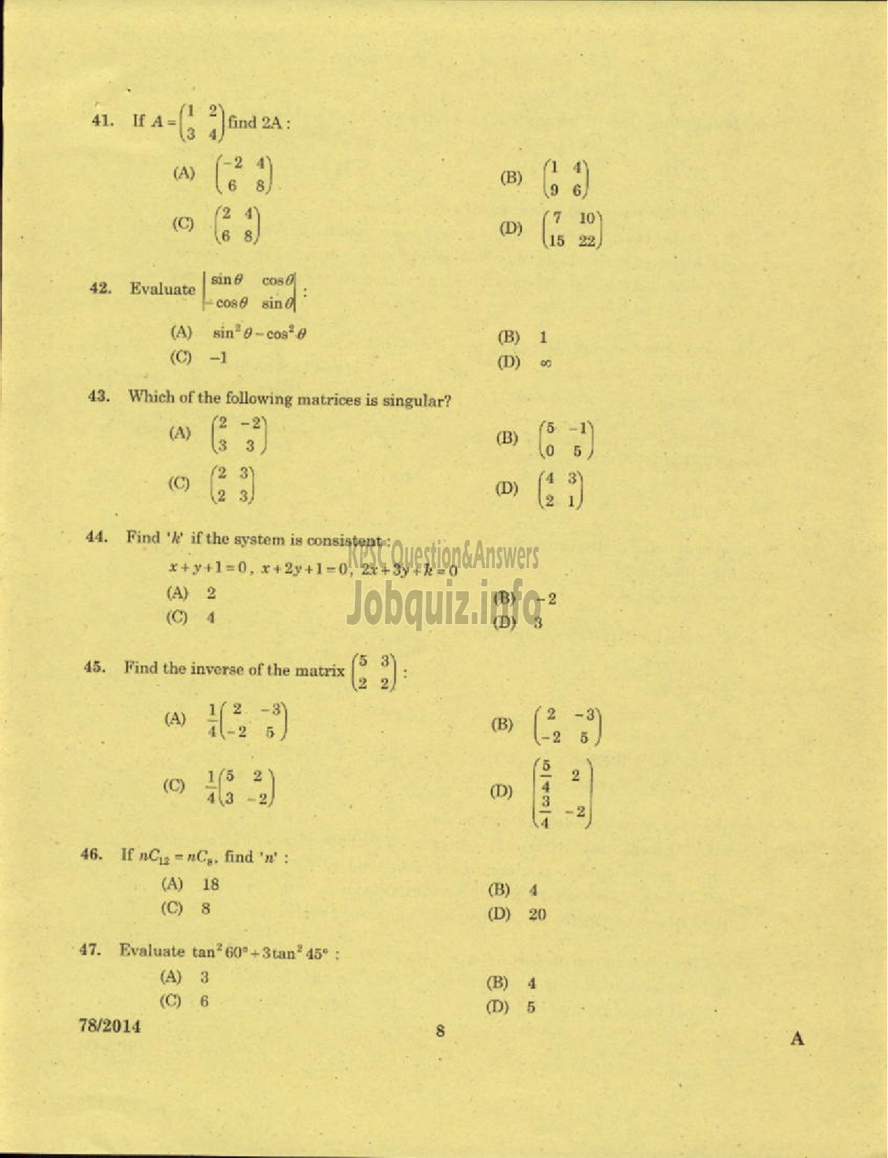 Kerala PSC Question Paper - SENIOR MECHANIC HARBOUR ENGINEERING DEPARTMENT-6