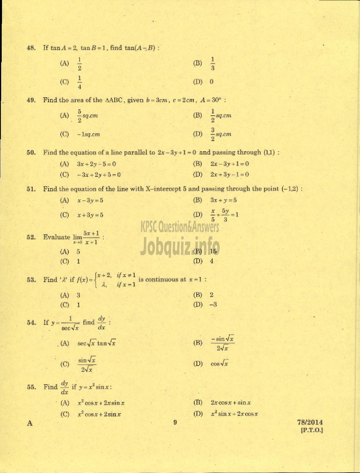 Kerala PSC Question Paper - SENIOR MECHANIC HARBOUR ENGINEERING DEPARTMENT-7