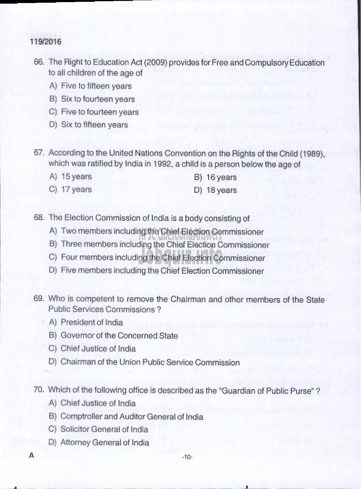 Kerala PSC Question Paper - SENIOR SUPERINTENDENT /ASST DISTRICT LOTTERY OFFICER STATE LOTTERIES/ASST JAILOR GR I/SUPDT, SUB JAIL JAIL / LDC VARIOUS COMPANIES /BOARD-8