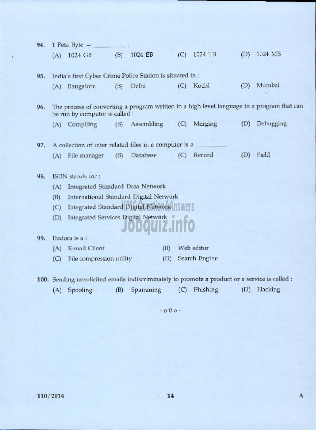 Kerala PSC Question Paper - SENIOR SUPERINTENDENT SR FOR ST ONLY GENERAL EDUCATION DEPARTMENT-12