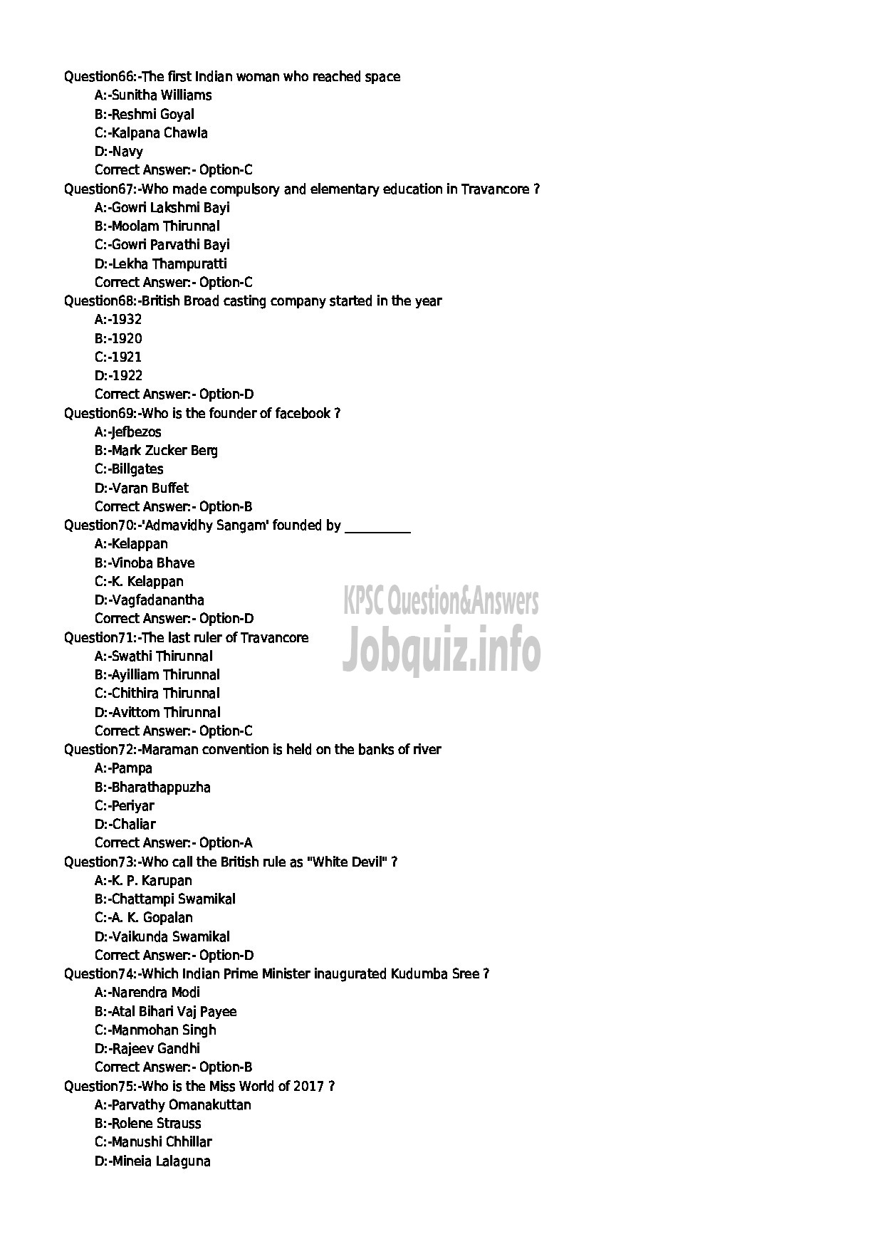 Kerala PSC Question Paper - SERGEANT VARIOUS-8