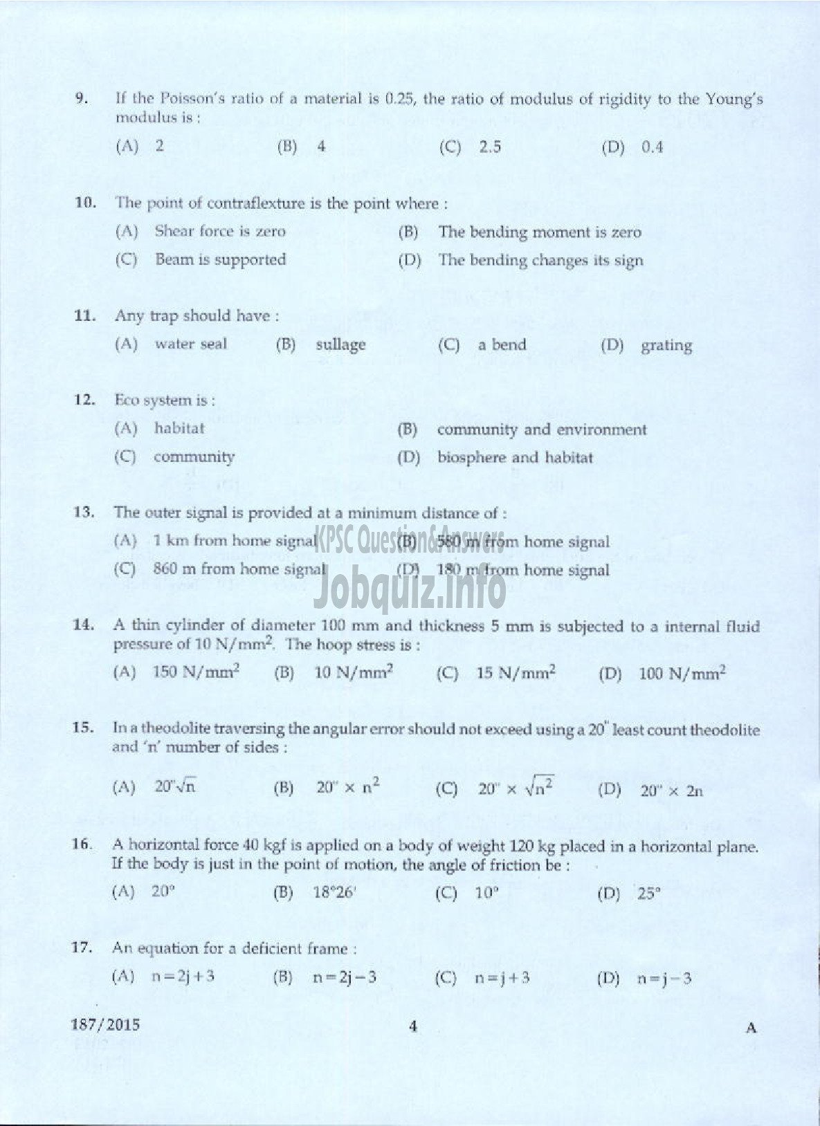 Kerala PSC Question Paper - SITE ENGINEER GR II KSFDC LTD-2