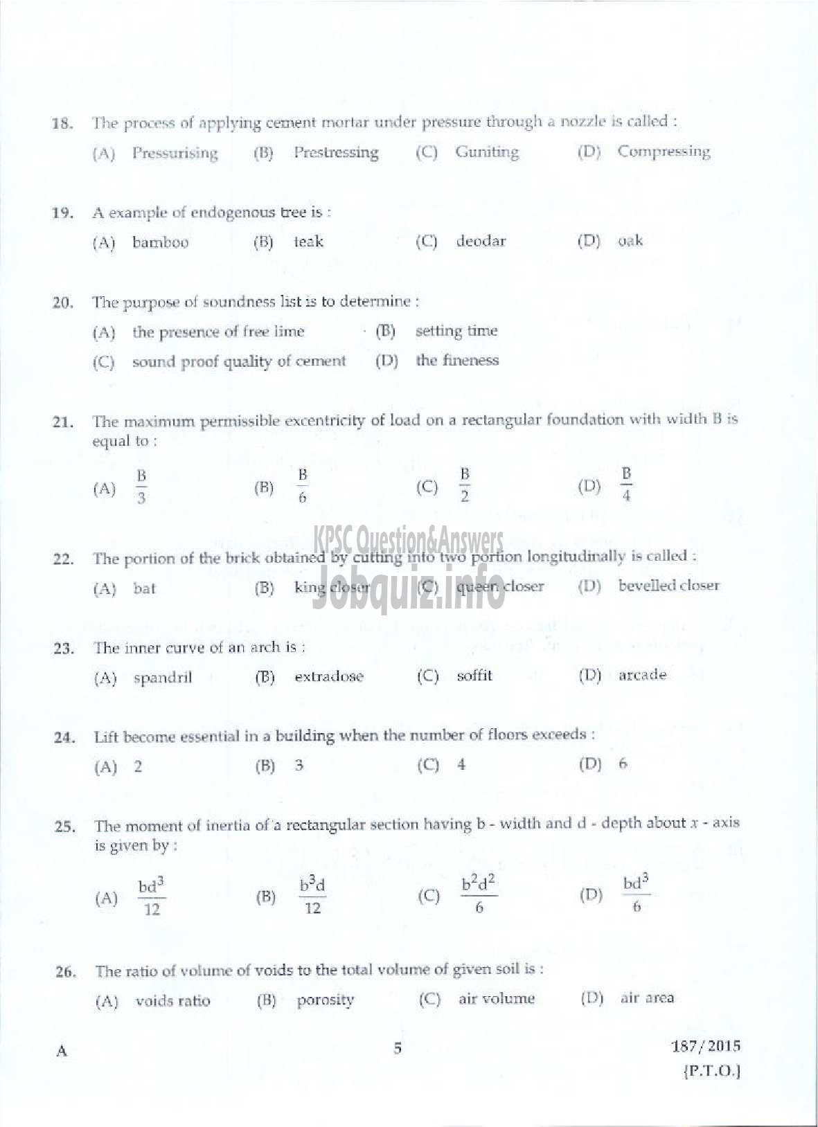 Kerala PSC Question Paper - SITE ENGINEER GR II KSFDC LTD-3