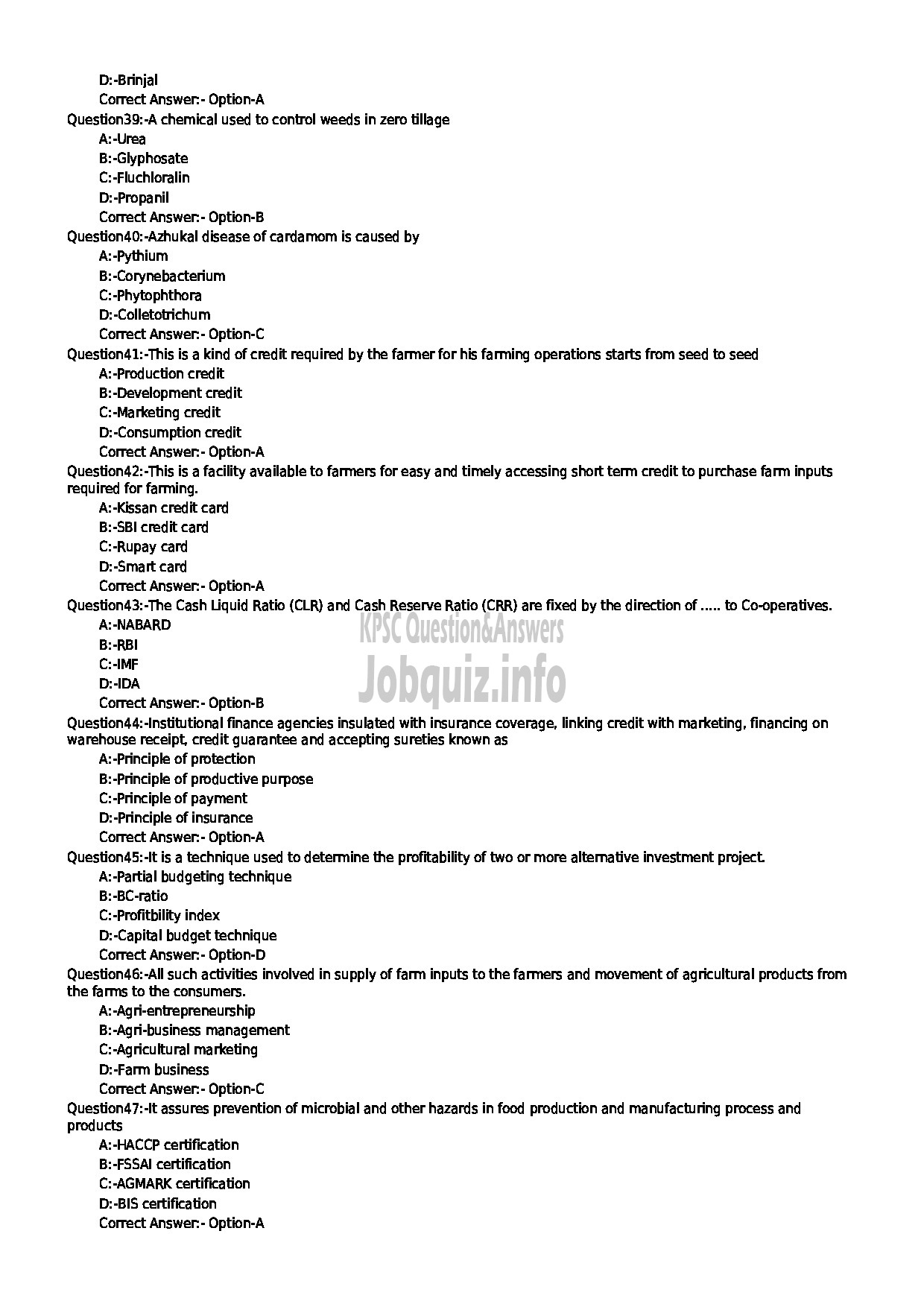 Kerala PSC Question Paper - SPECIALIST (SOIL SCIENCE / SOIL CONSERVATION) KERALA STATE LAND USE BOARD-5