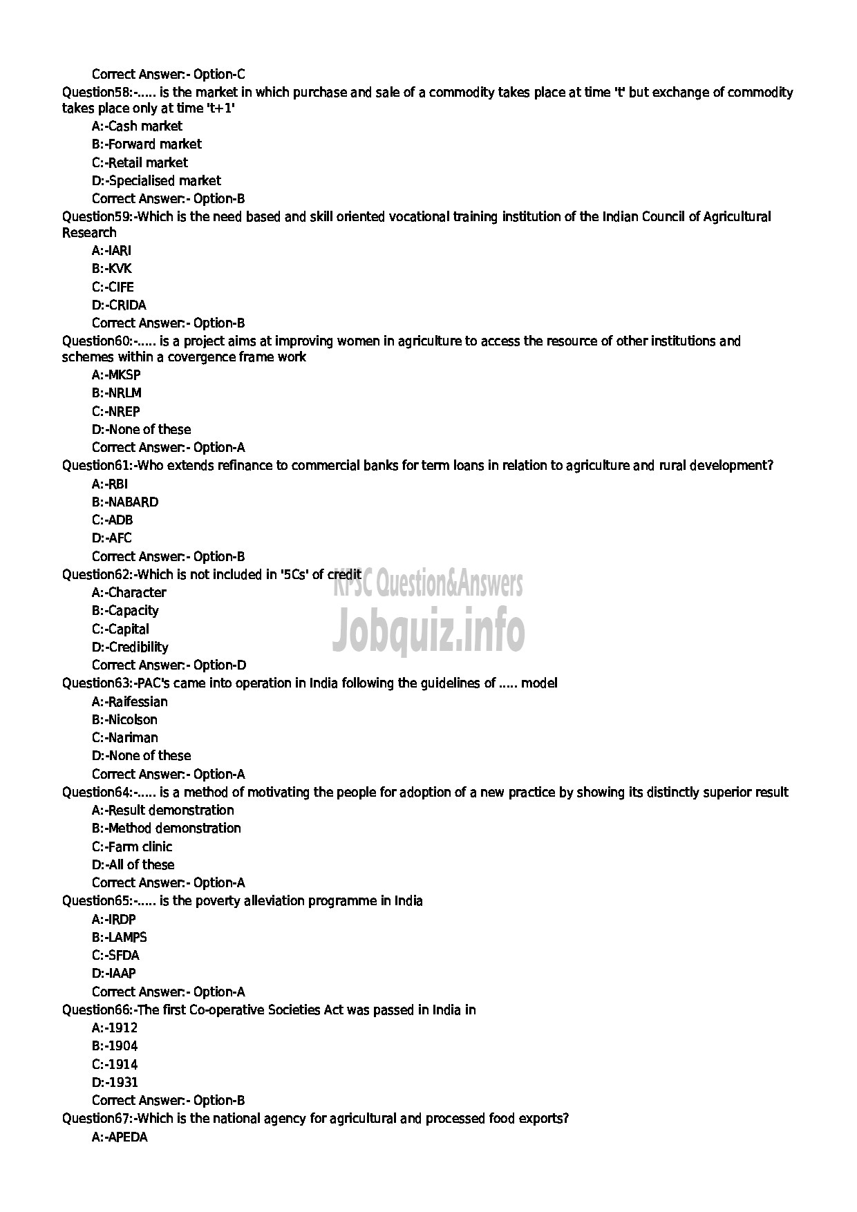 Kerala PSC Question Paper - SPECIALIST (SOIL SCIENCE / SOIL CONSERVATION) KERALA STATE LAND USE BOARD-7