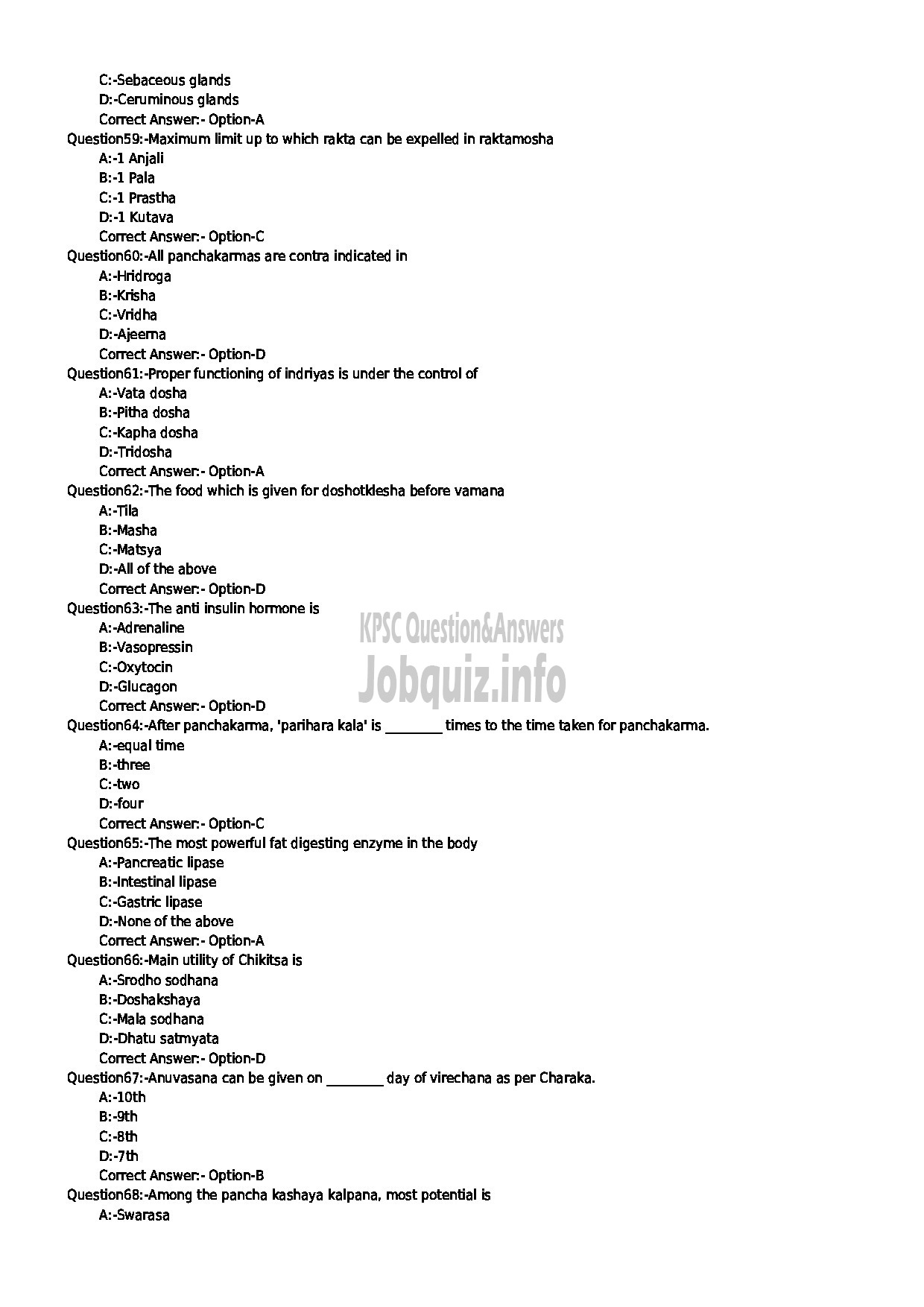 Kerala PSC Question Paper - STAFF NURSE GRADE II AYURVEDA INSURANCE MEDICAL SERVICES-7