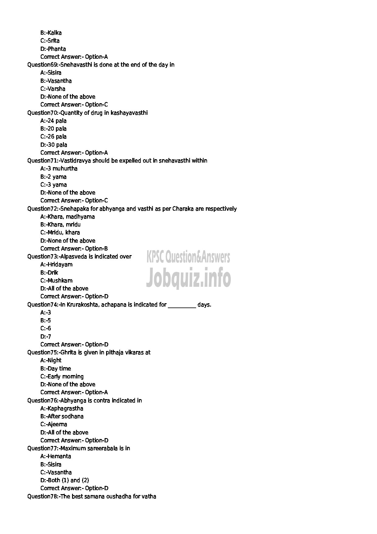 Kerala PSC Question Paper - STAFF NURSE GRADE II AYURVEDA INSURANCE MEDICAL SERVICES-8