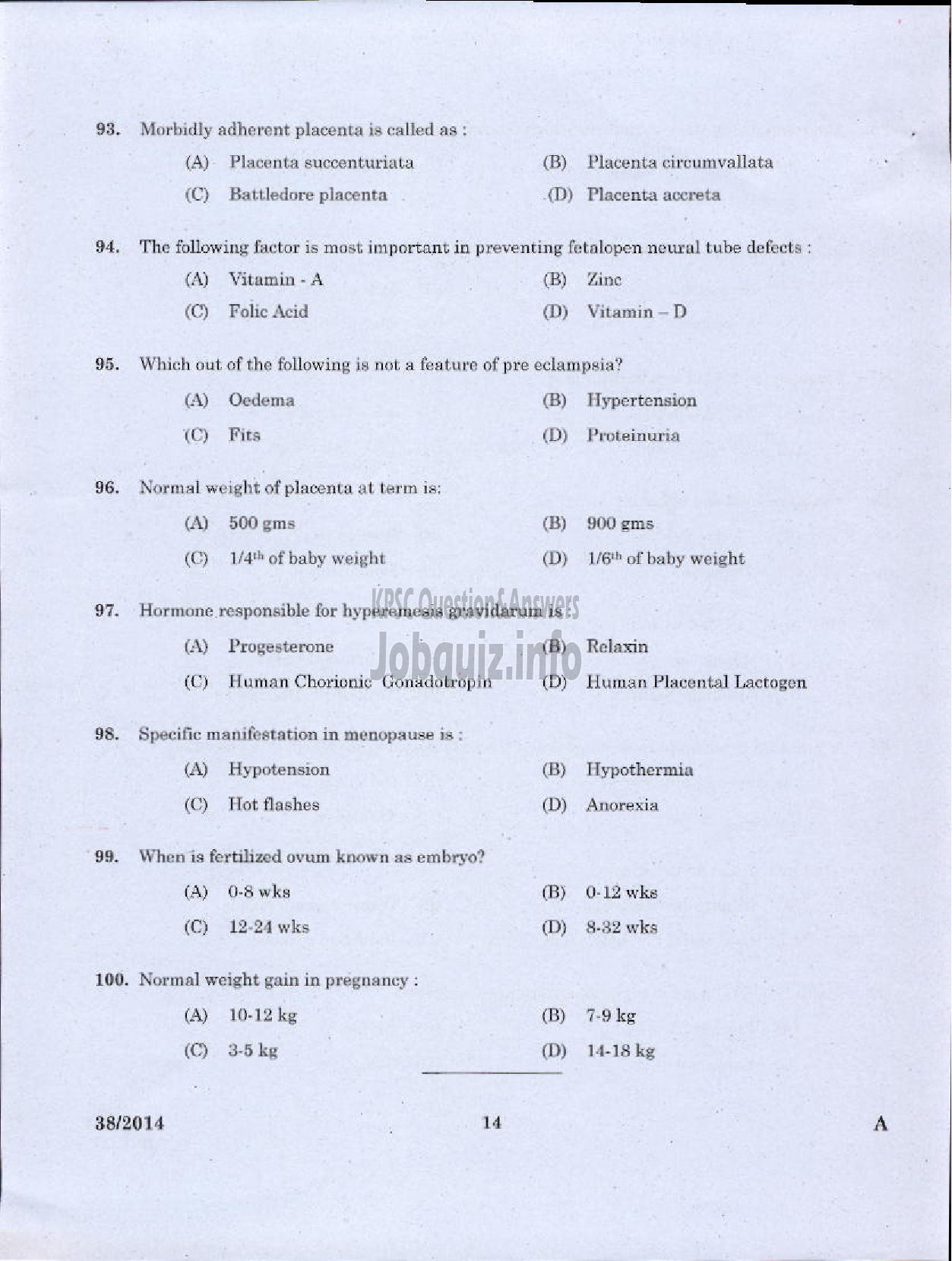 Kerala PSC Question Paper - STAFF NURSE GRADE II MEDICAL EDUCATION AND NCA M HEALTH SERVICE KKD-12