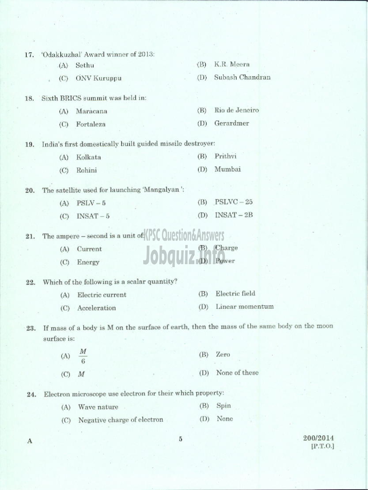 Kerala PSC Question Paper - STAFF NURSE GRADE II NCA / SR FOR SC / ST HEALTH SERVICE-3