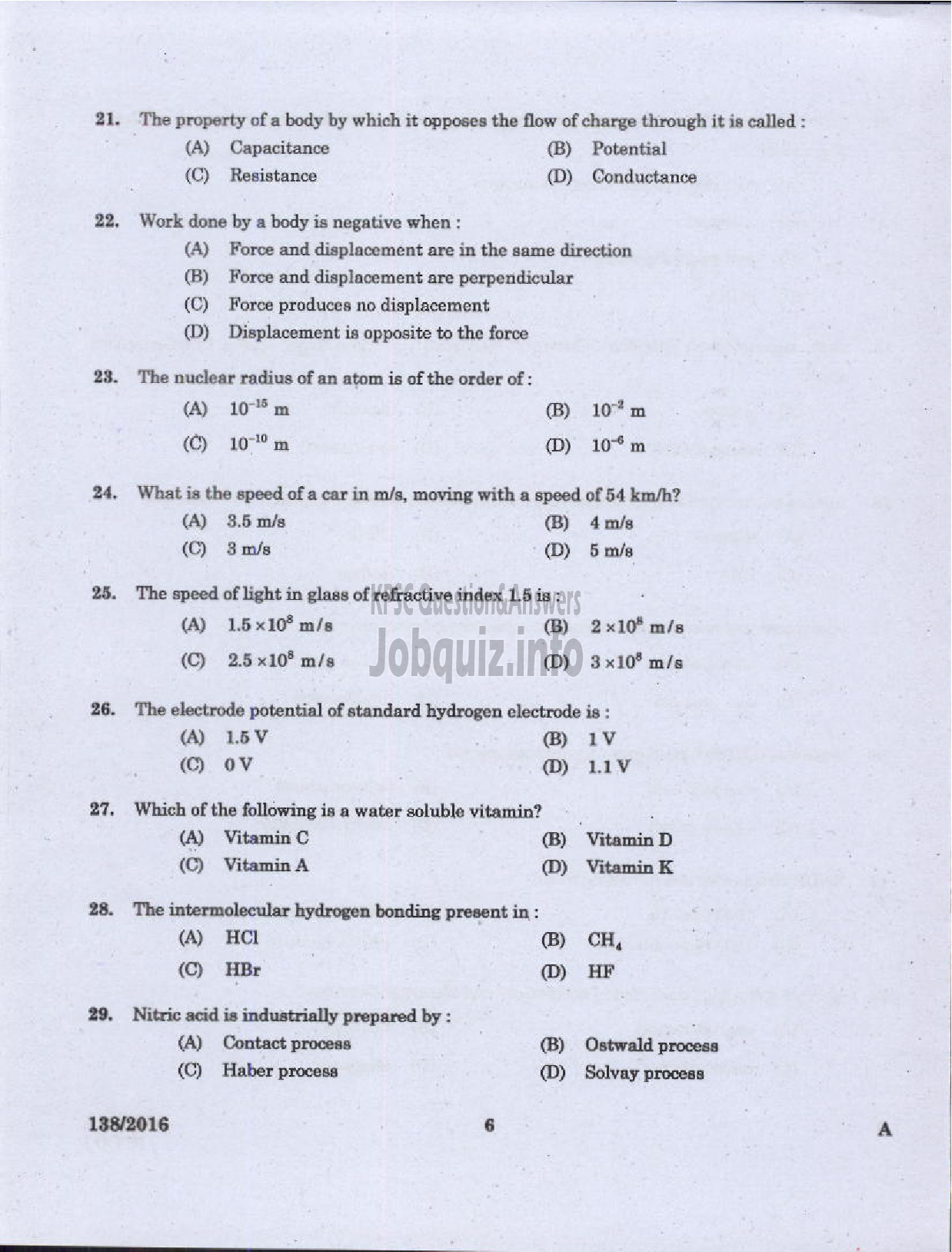 Kerala PSC Question Paper - STAFF NURSE GR II HEALTH SERVICES/MEDICAL EDUCATION-4