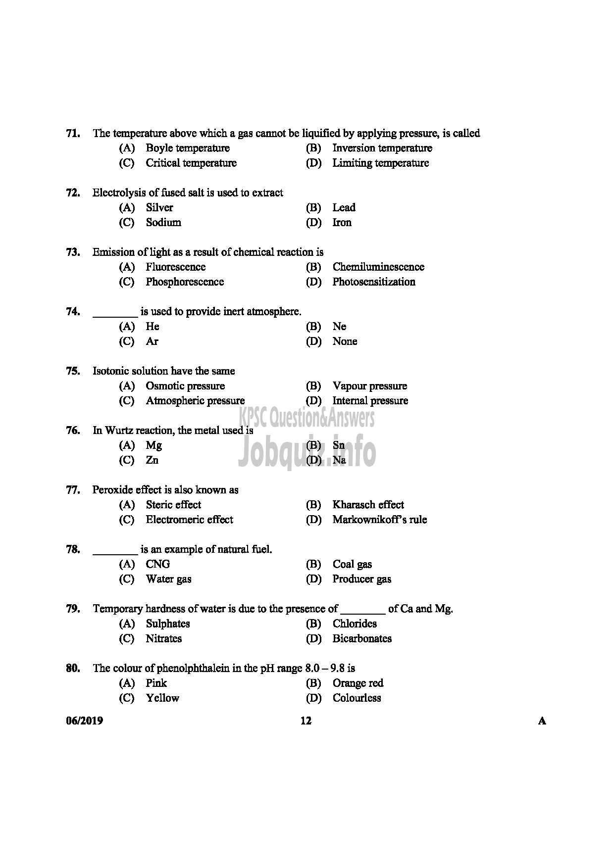 Kerala PSC Question Paper - STATION OFFICER English-12