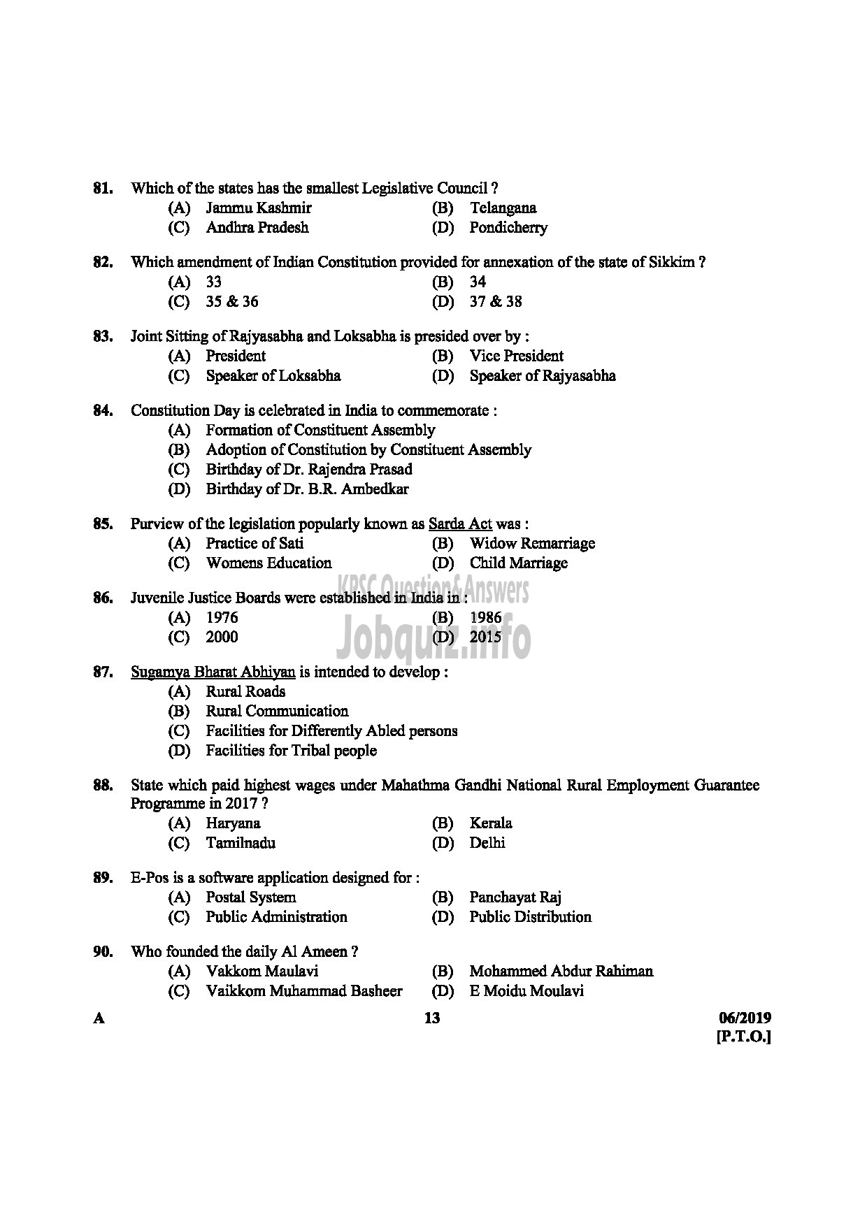 Kerala PSC Question Paper - STATION OFFICER English-13