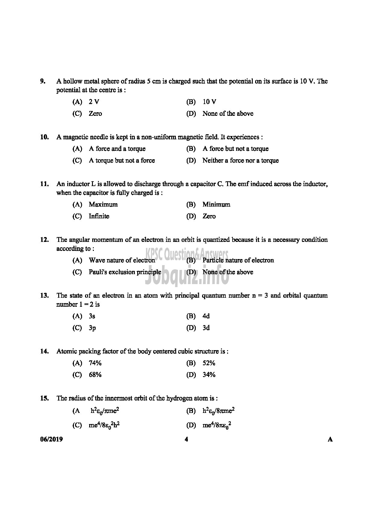 Kerala PSC Question Paper - STATION OFFICER English-4