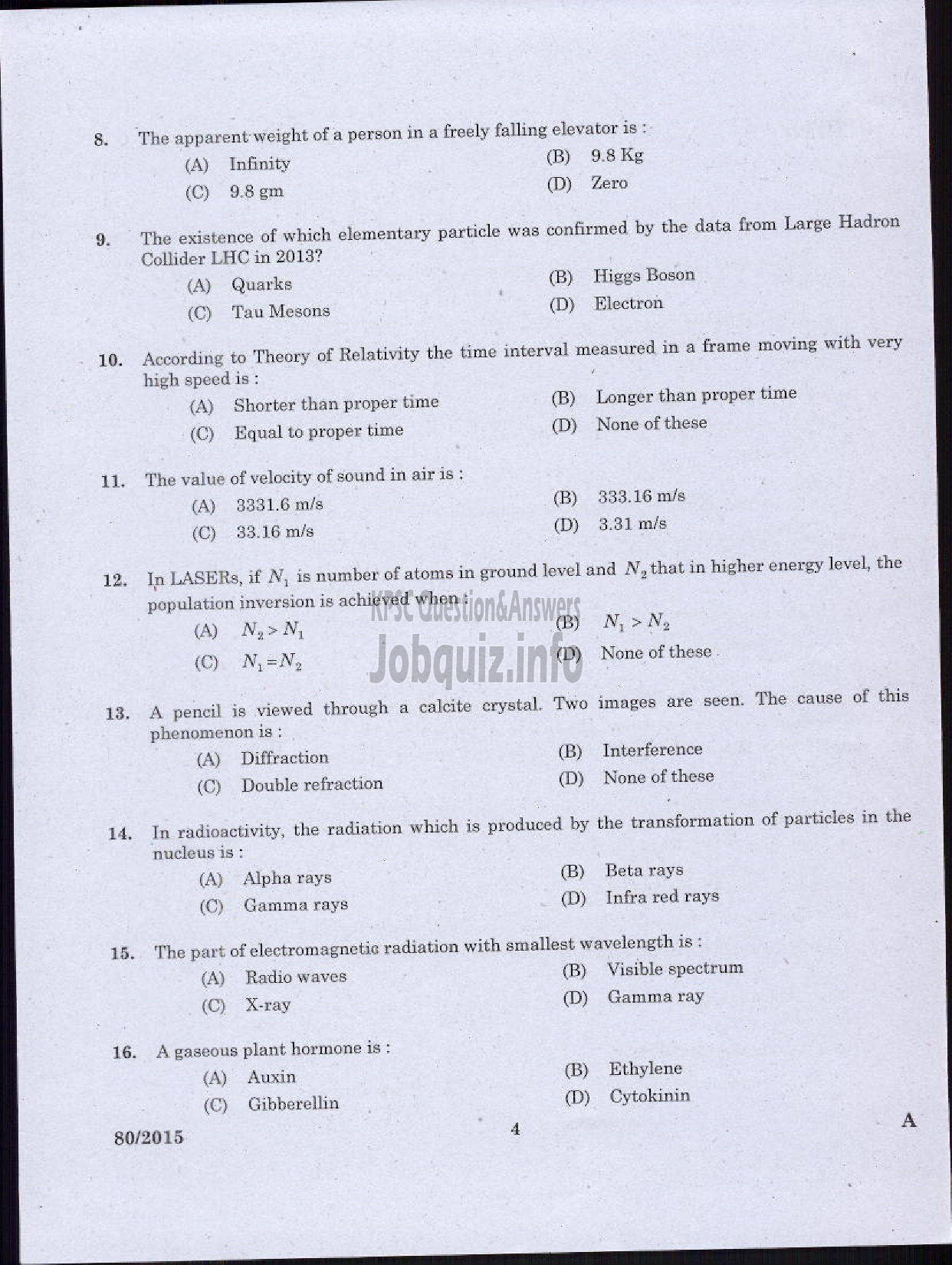 Kerala PSC Question Paper - STATION OFFICER TRAINEE FIRE AND RESCUE SERVICES-2