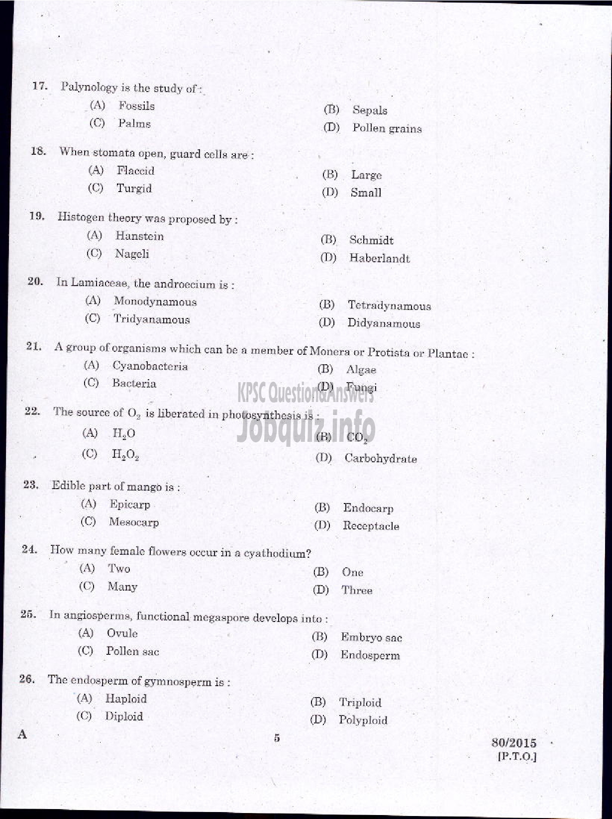 Kerala PSC Question Paper - STATION OFFICER TRAINEE FIRE AND RESCUE SERVICES-3