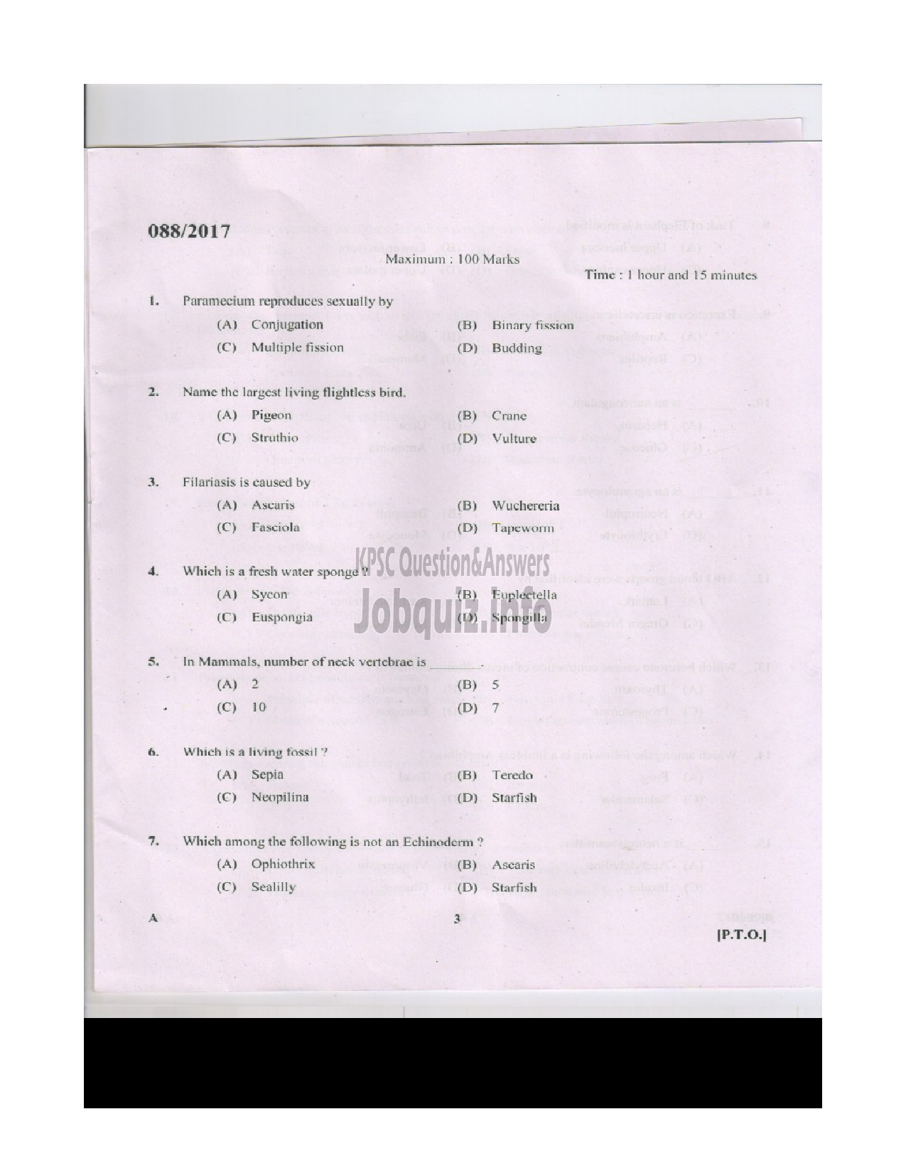 Kerala PSC Question Paper - STATION OFFICER TRAINEE FIRE AND RESCUE SERVICES QUESTION PAPER-2