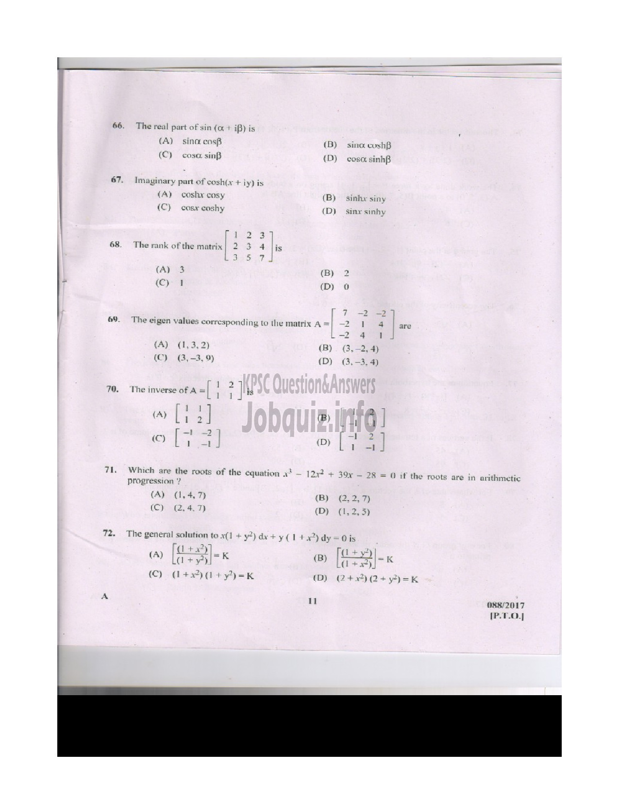 Kerala PSC Question Paper - STATION OFFICER TRAINEE FIRE AND RESCUE SERVICES QUESTION PAPER-10