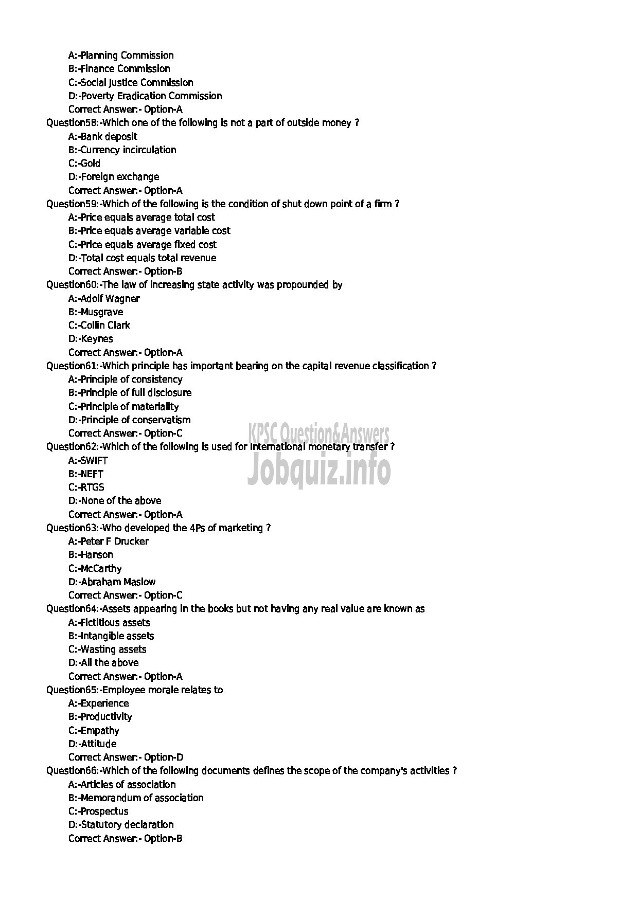 Kerala PSC Question Paper - STATISTICAL ASSISTANT GR II / STATISTICAL INVESTIGATOR GR II / COMPUTER OPERATOR GR II ECONOMICS AND STATISTICS-7