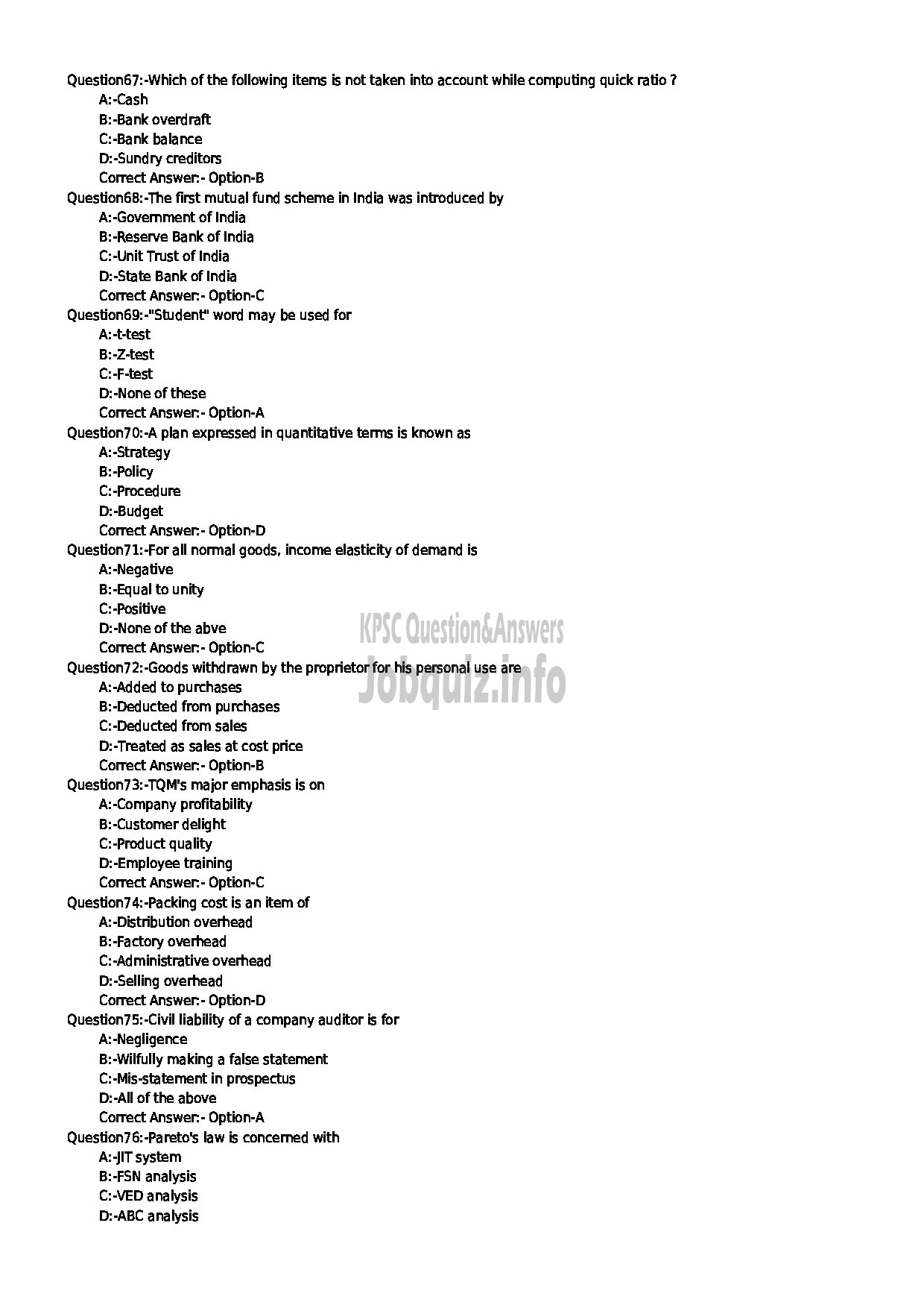 Kerala PSC Question Paper - STATISTICAL ASSISTANT GR II / STATISTICAL INVESTIGATOR GR II / COMPUTER OPERATOR GR II ECONOMICS AND STATISTICS-8
