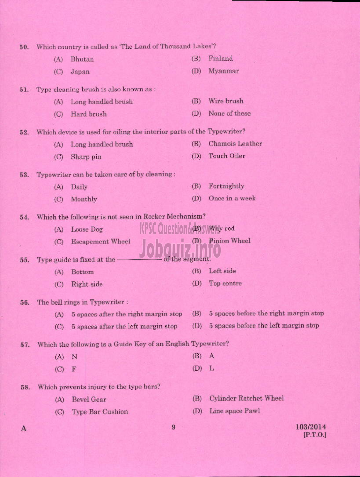 Kerala PSC Question Paper - STENOGRAPHER GRADE IV STEEL AND INDUSTRIAL FORGINGS LIMITED-7