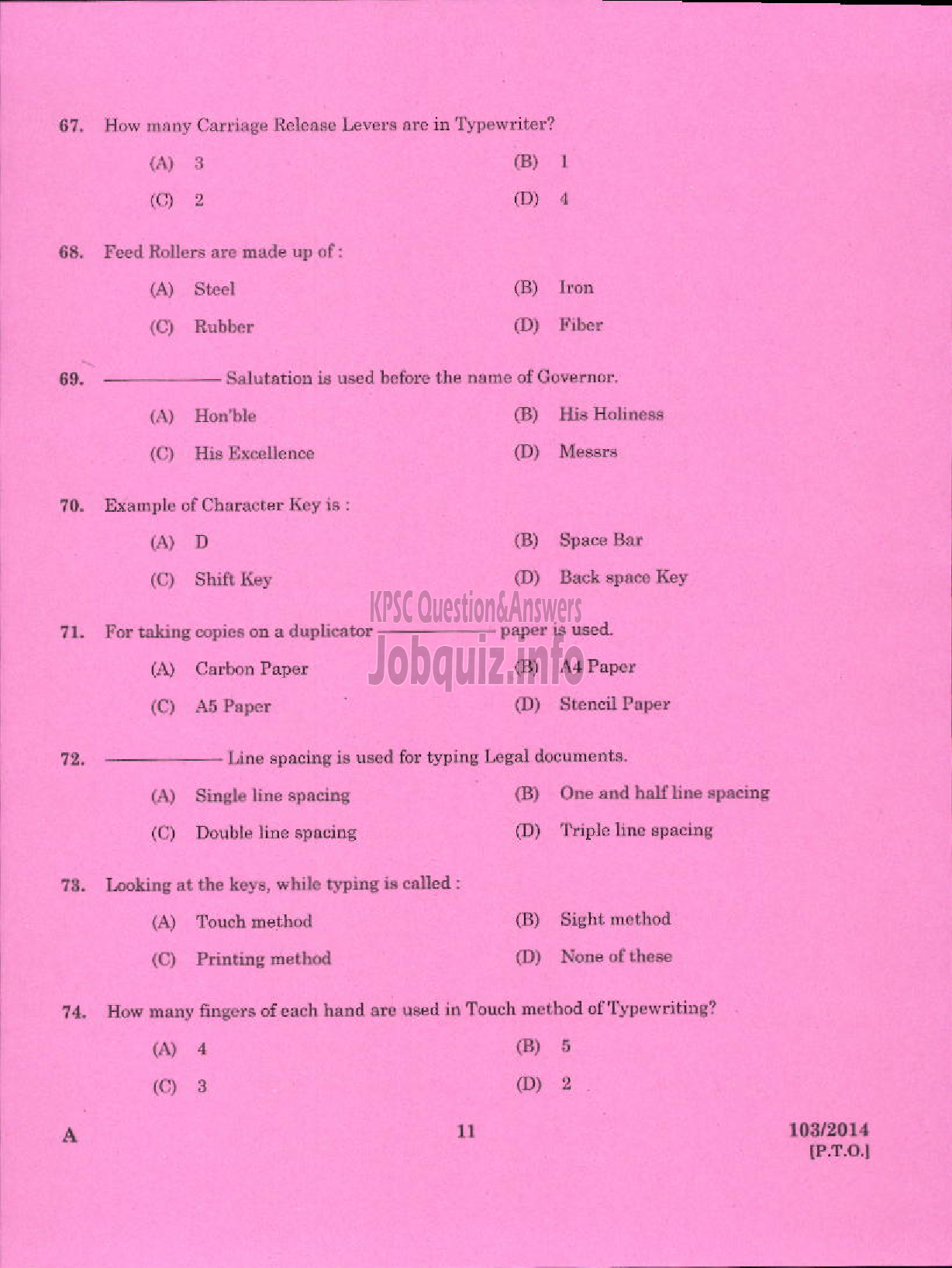 Kerala PSC Question Paper - STENOGRAPHER GRADE IV STEEL AND INDUSTRIAL FORGINGS LIMITED-9