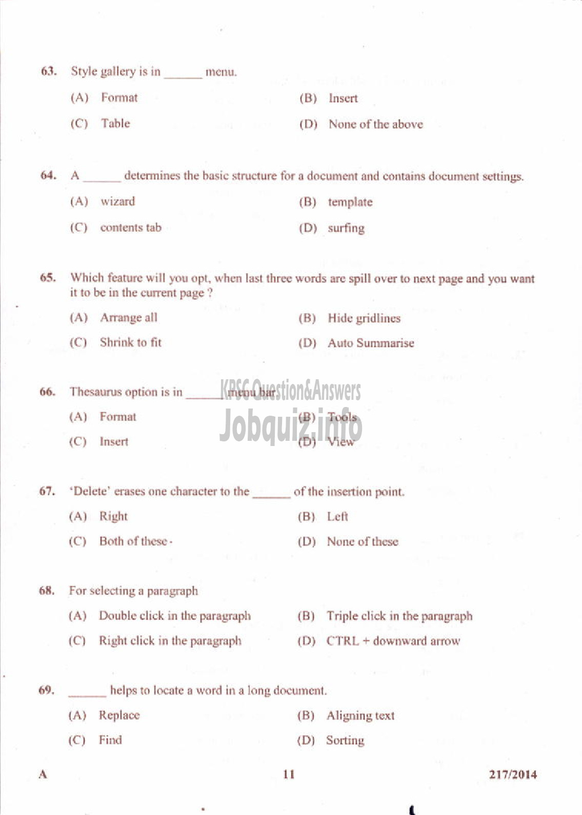 Kerala PSC Question Paper - STENOGRAPHER KERALA STATE DRUGS AND PHARMACEUTICALS LTD-11