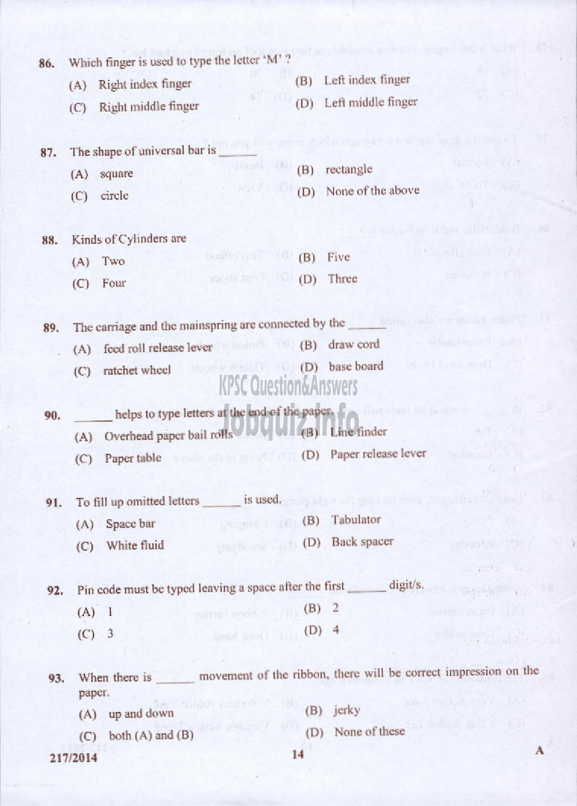 Kerala PSC Question Paper - STENOGRAPHER KERALA STATE DRUGS AND PHARMACEUTICALS LTD-14