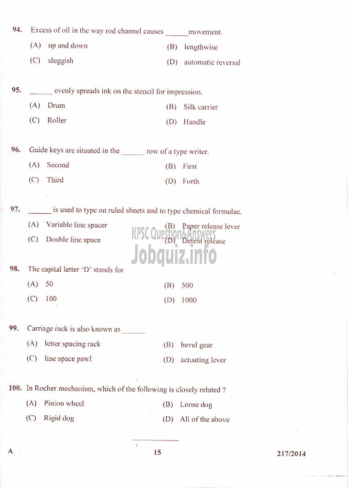 Kerala PSC Question Paper - STENOGRAPHER KERALA STATE DRUGS AND PHARMACEUTICALS LTD-15