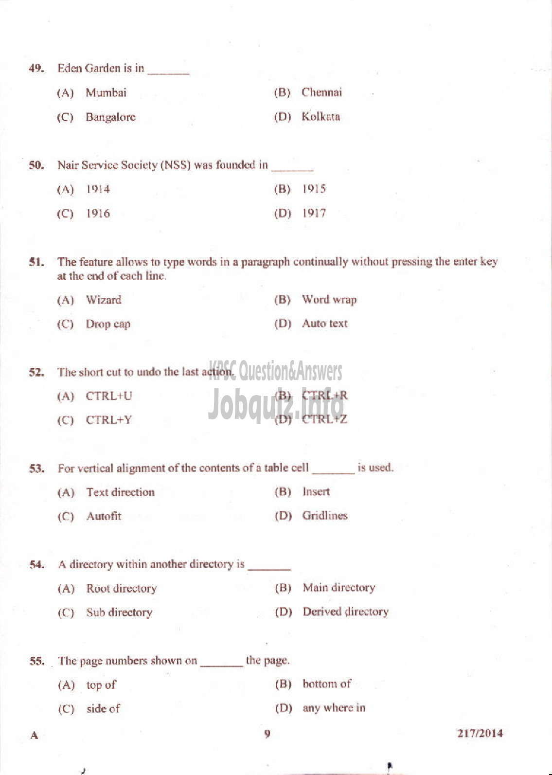 Kerala PSC Question Paper - STENOGRAPHER KERALA STATE DRUGS AND PHARMACEUTICALS LTD-9