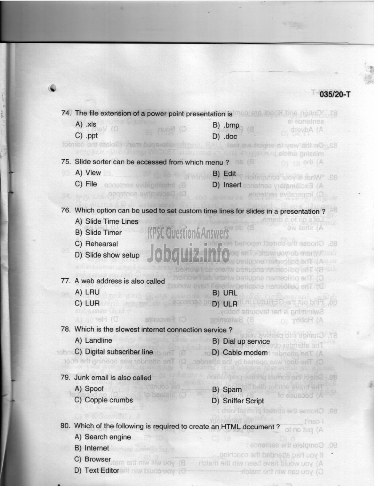 Kerala PSC Question Paper - STENOGRAPHER - KSIDC Ltd    MEDIUM OF QUESTION -11