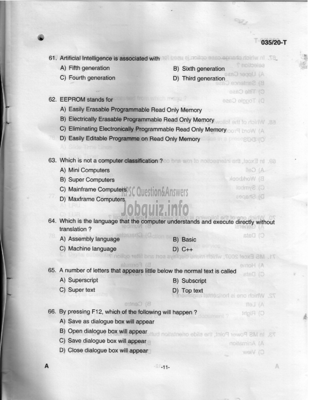 Kerala PSC Question Paper - STENOGRAPHER - KSIDC Ltd    MEDIUM OF QUESTION -9