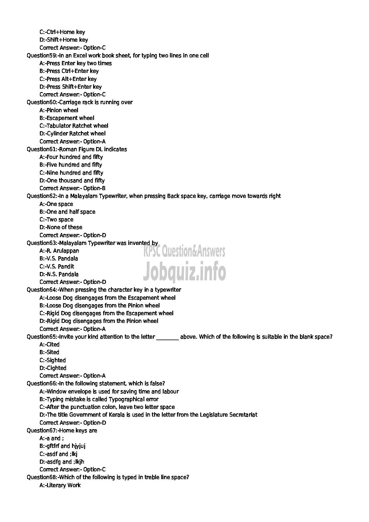 Kerala PSC Question Paper - STENOGRAPHER SR FOR SC/ST KERALA ELECTRICAL AND ALLIED ENGINEERING COMPANY LIMITED-7